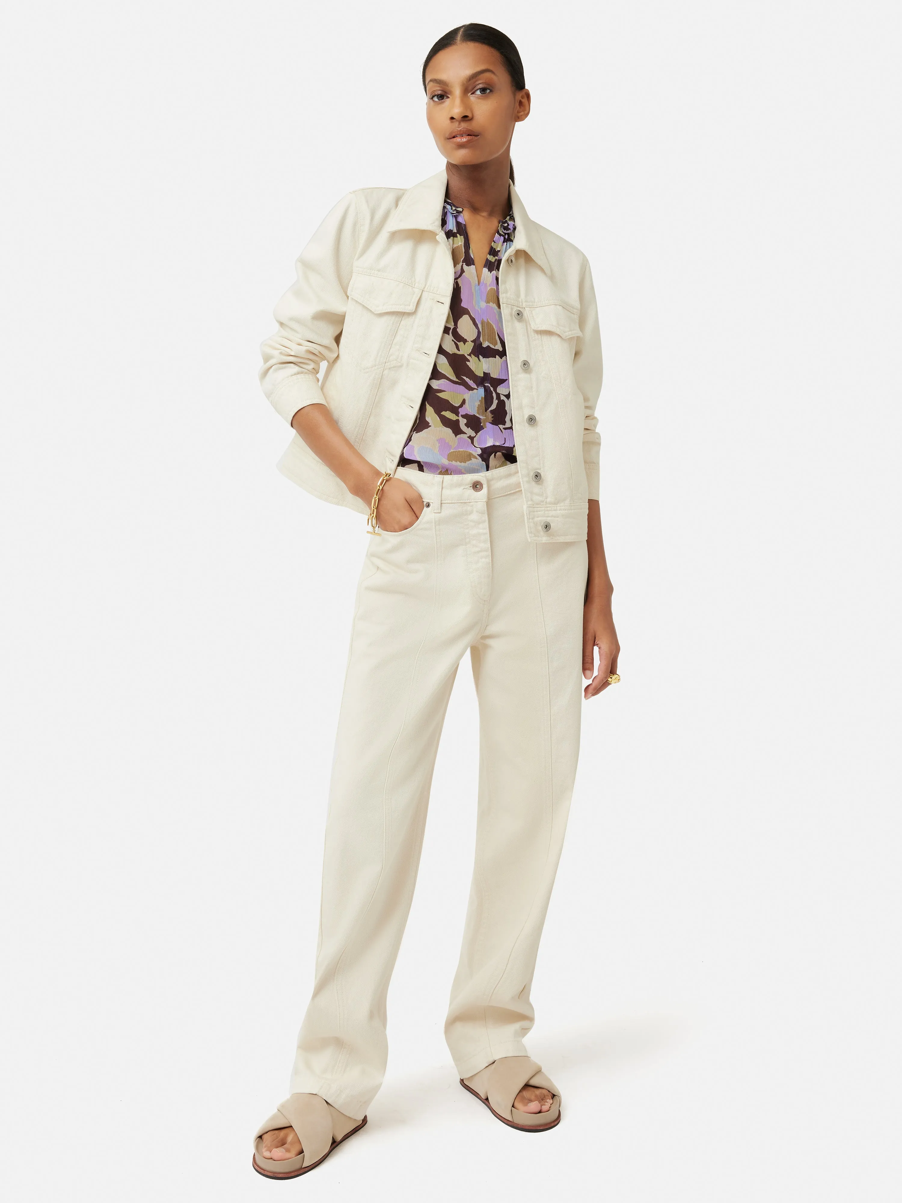 Graphic Pansy Crinkle Top | Lilac