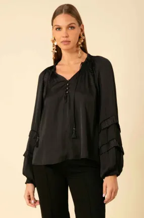 Hale Bob - Demi Long Sleeve Top in Black