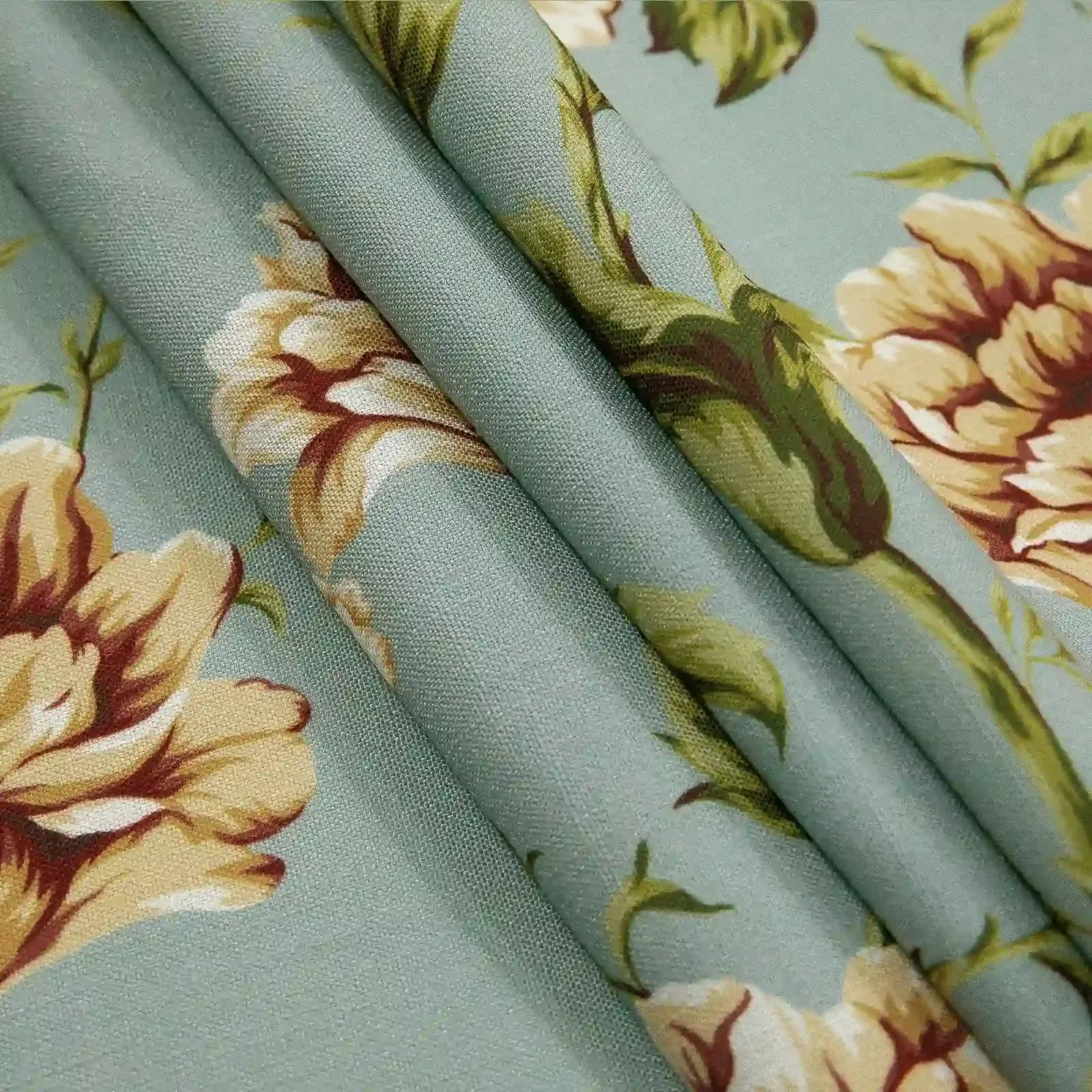 Holly Floral Pattern Boho Style Curtain Pleated