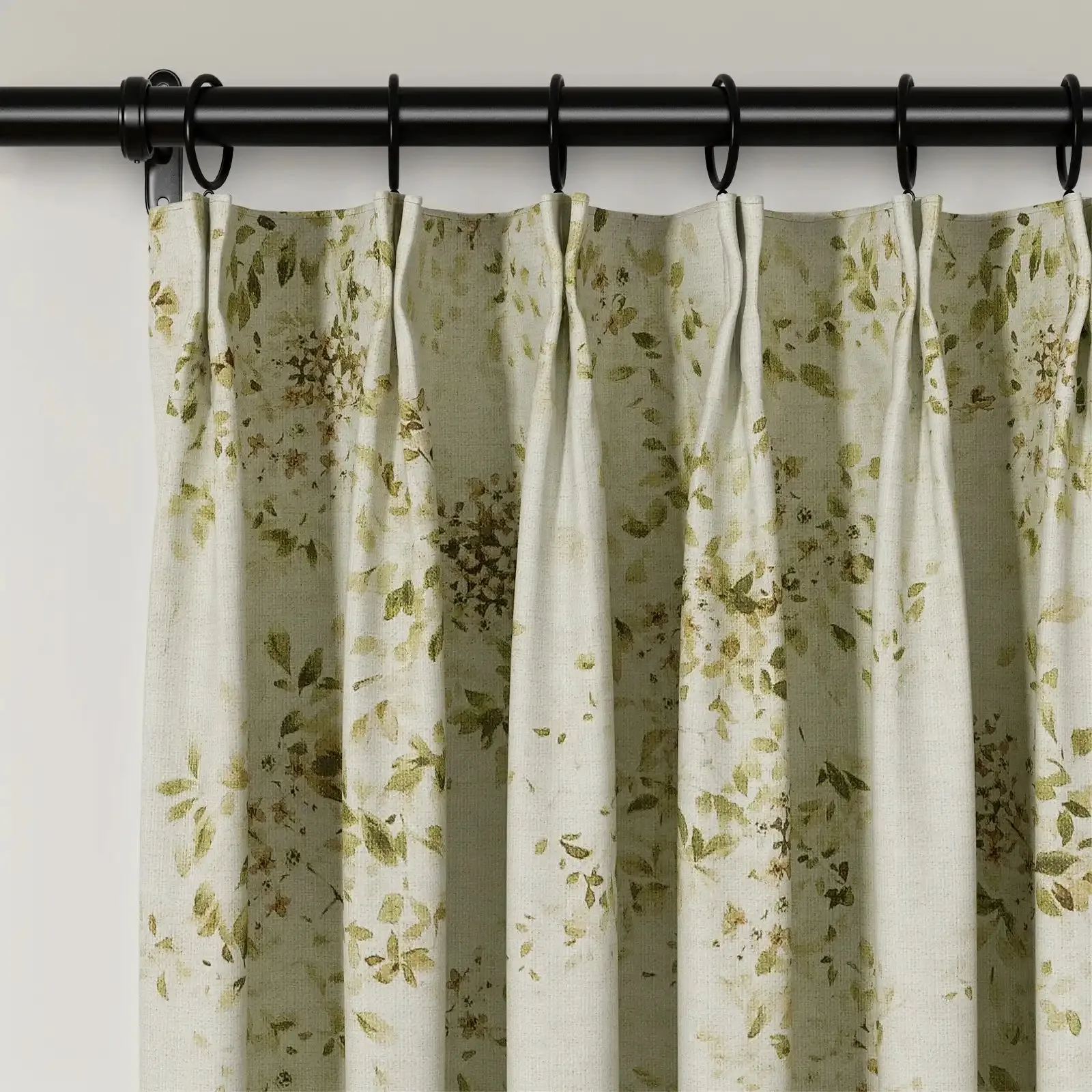 Holly Floral Pattern Boho Style Curtain Pleated