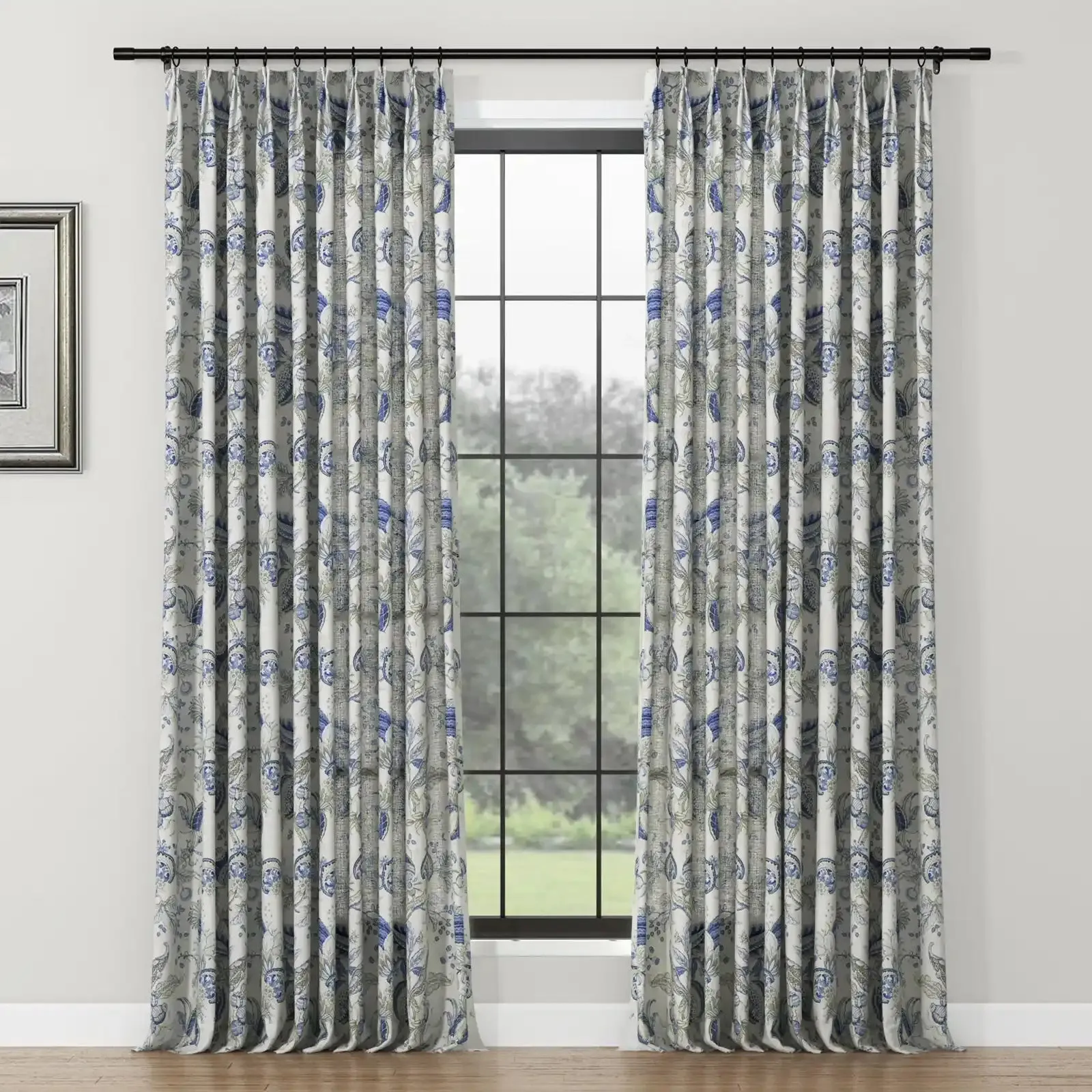 Holly Floral Pattern Boho Style Curtain Pleated