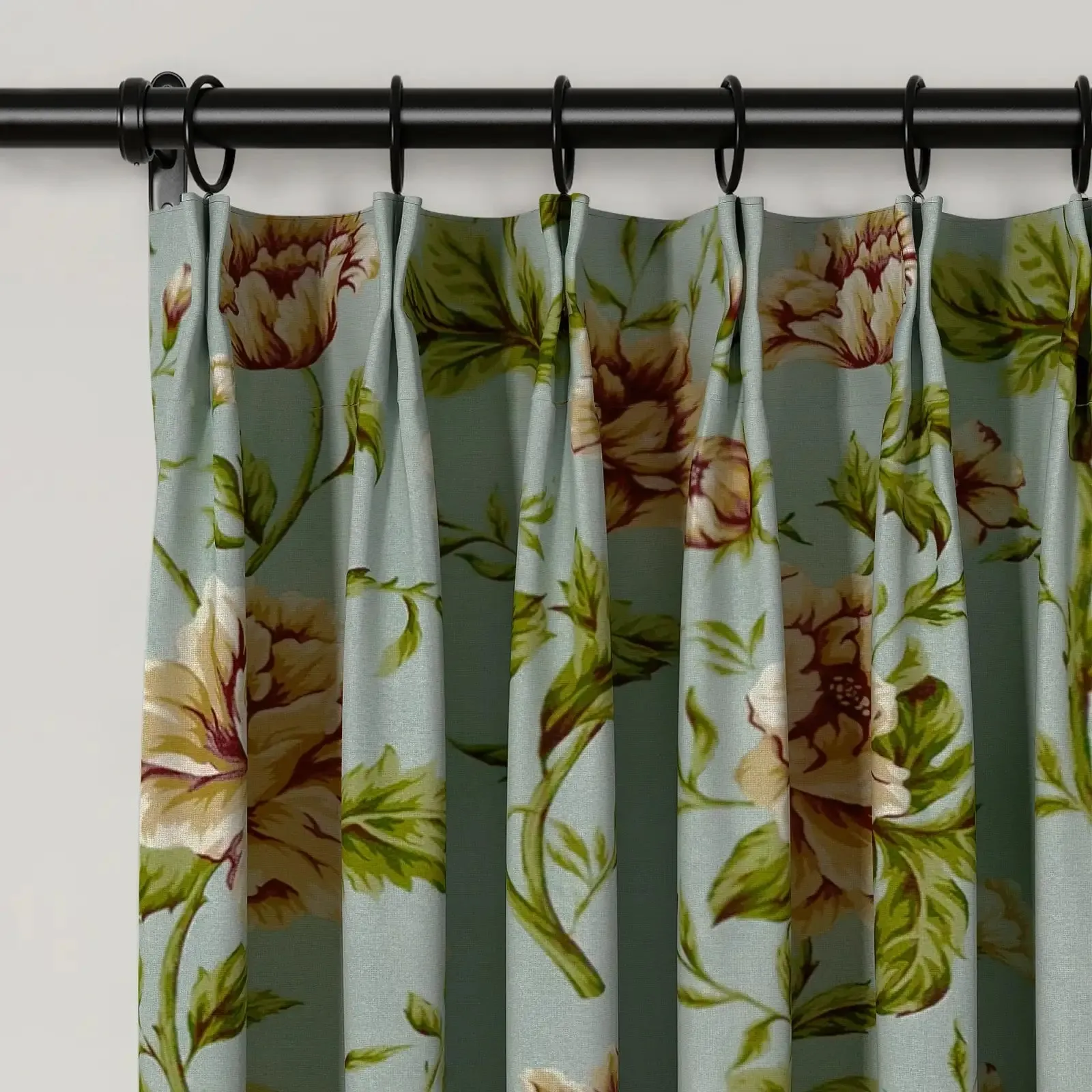 Holly Floral Pattern Boho Style Curtain Pleated