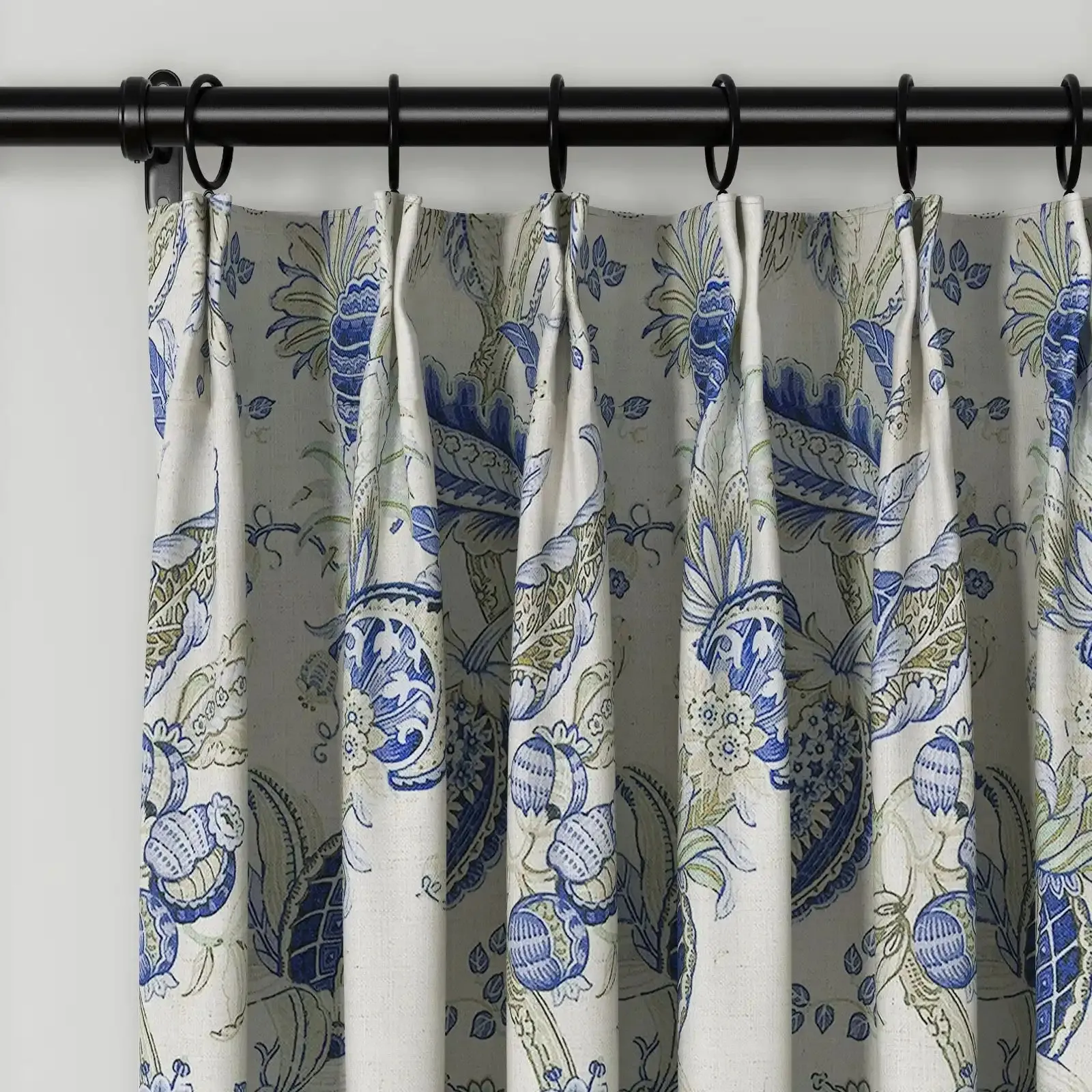 Holly Floral Pattern Boho Style Curtain Pleated
