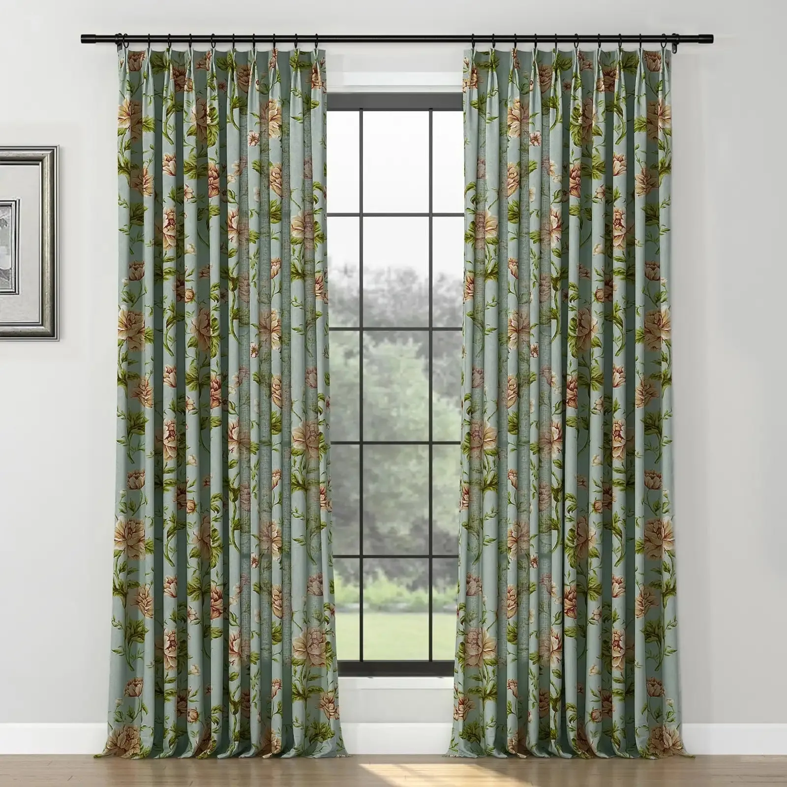 Holly Floral Pattern Boho Style Curtain Pleated
