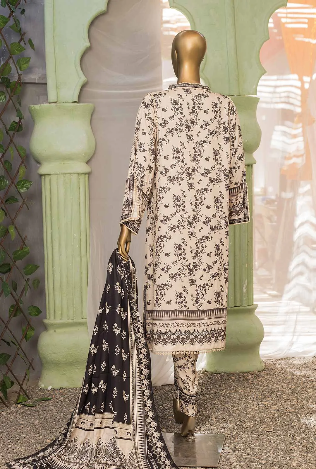 Hz Premium Unstitched 3 Piece Digital Printed Sateen Shawl Collection'2022-PSW-04