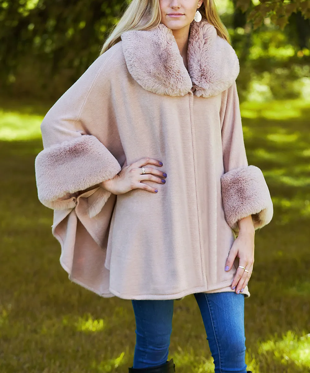 JC082709 Faux Fur Collar Handkerchief Hem Cardigan
