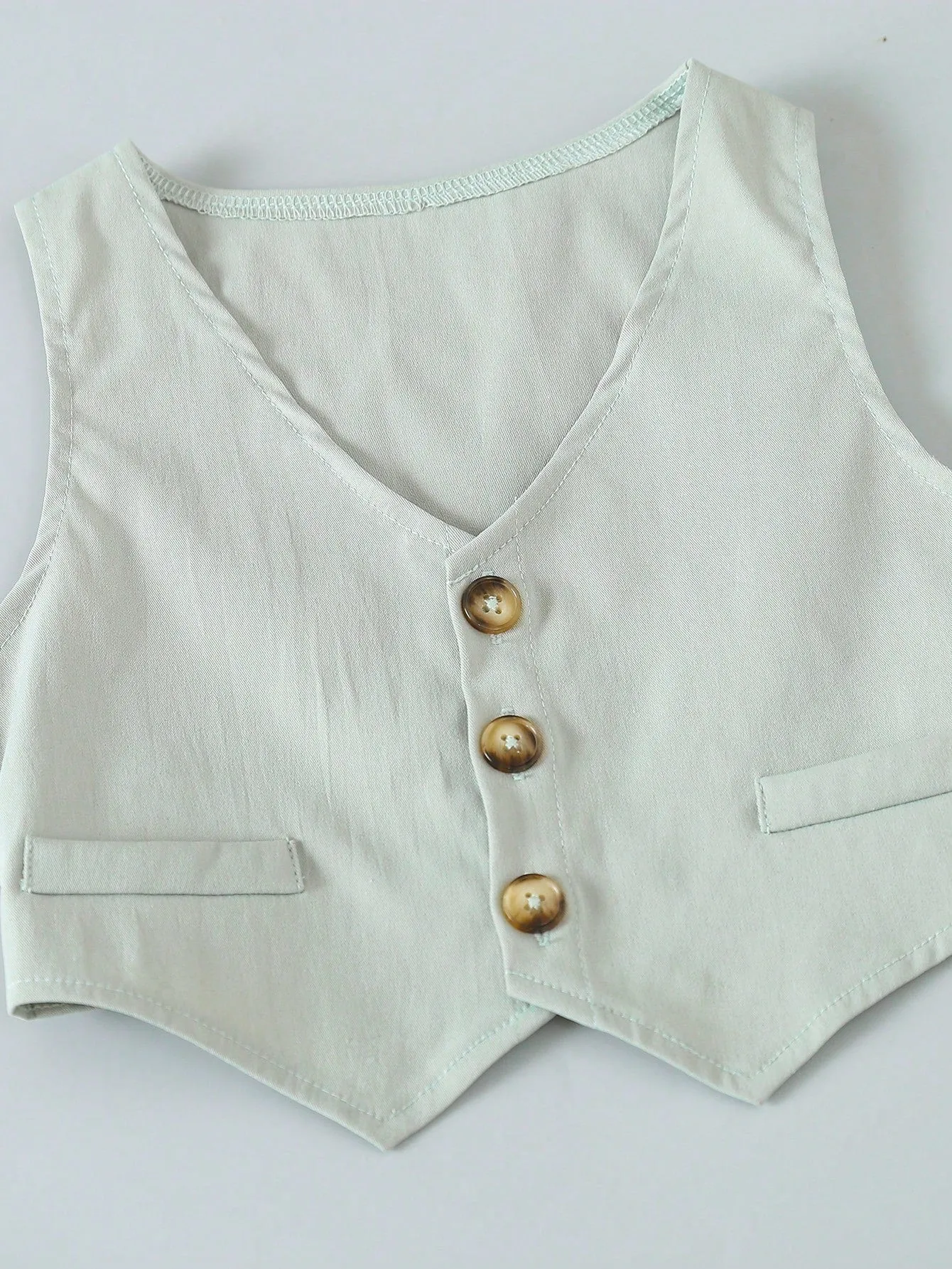 Kids Baby Boy Solid Color Shirt, Vest, Suspenders Shorts And Flat Cap Set