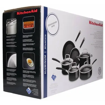 KitchenAid Aluminum Non-Stick 10-Piece Cookware Set In Onyx Black KC2AS10OB