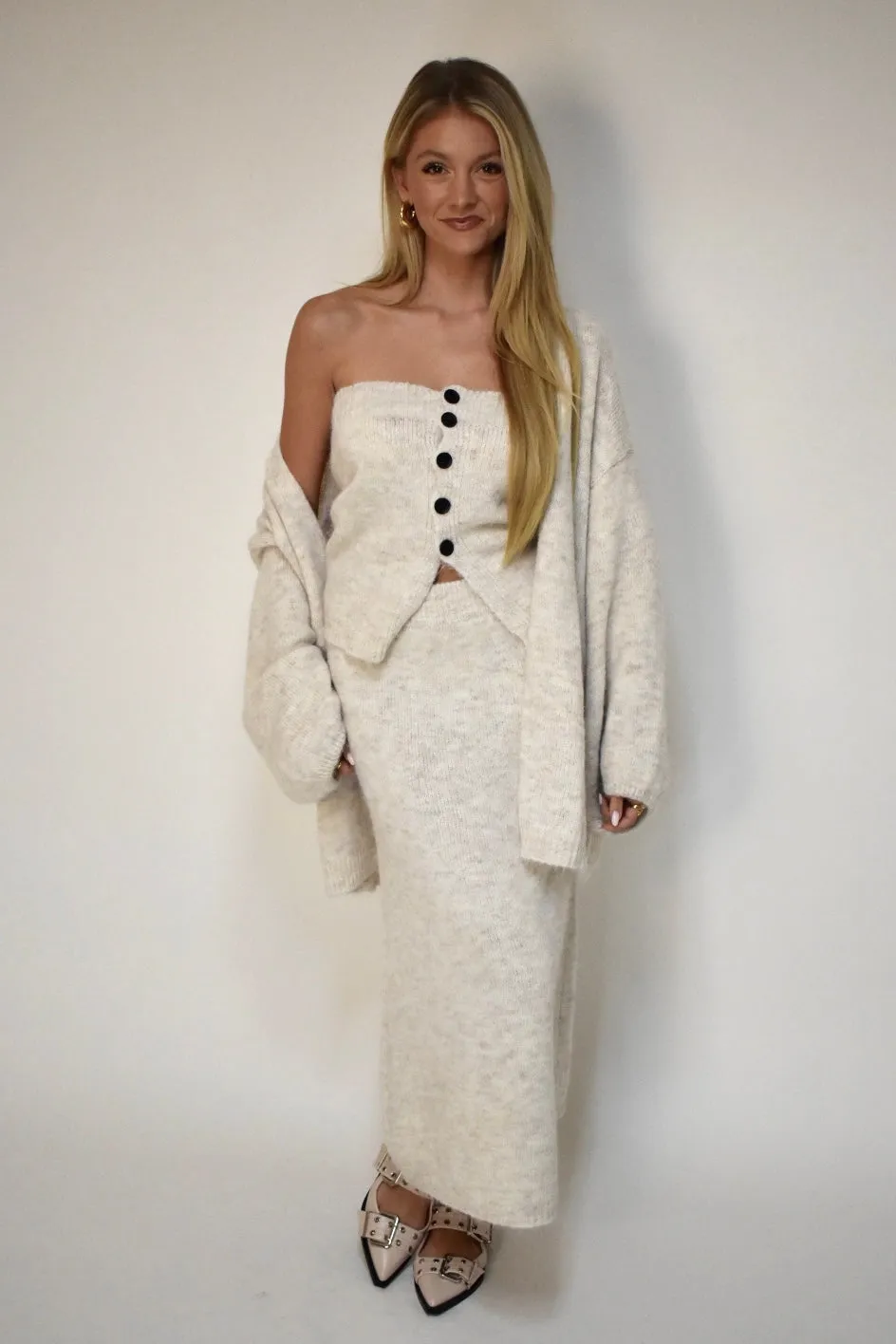 Knitted maxi rok - Creme
