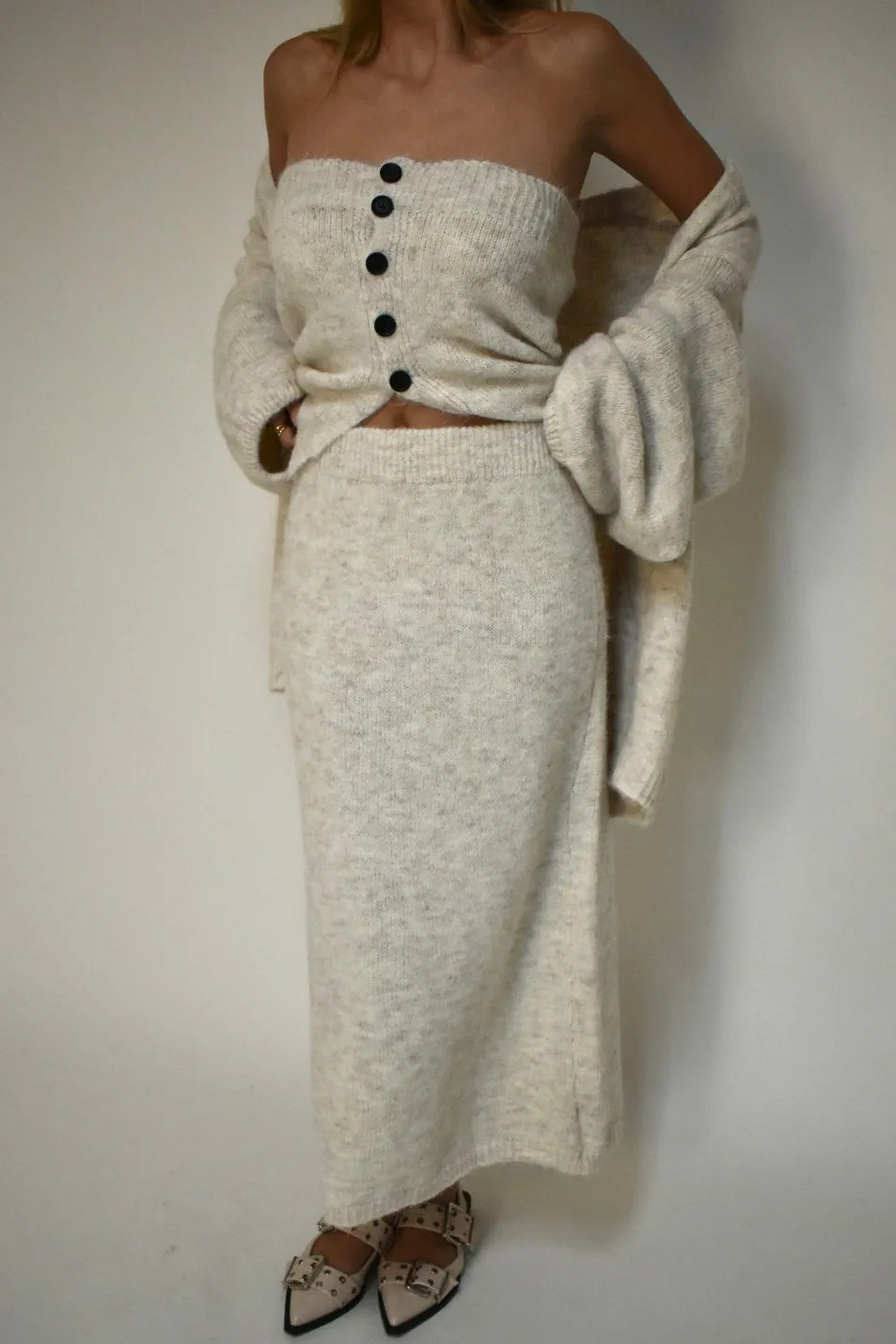 Knitted maxi rok - Creme