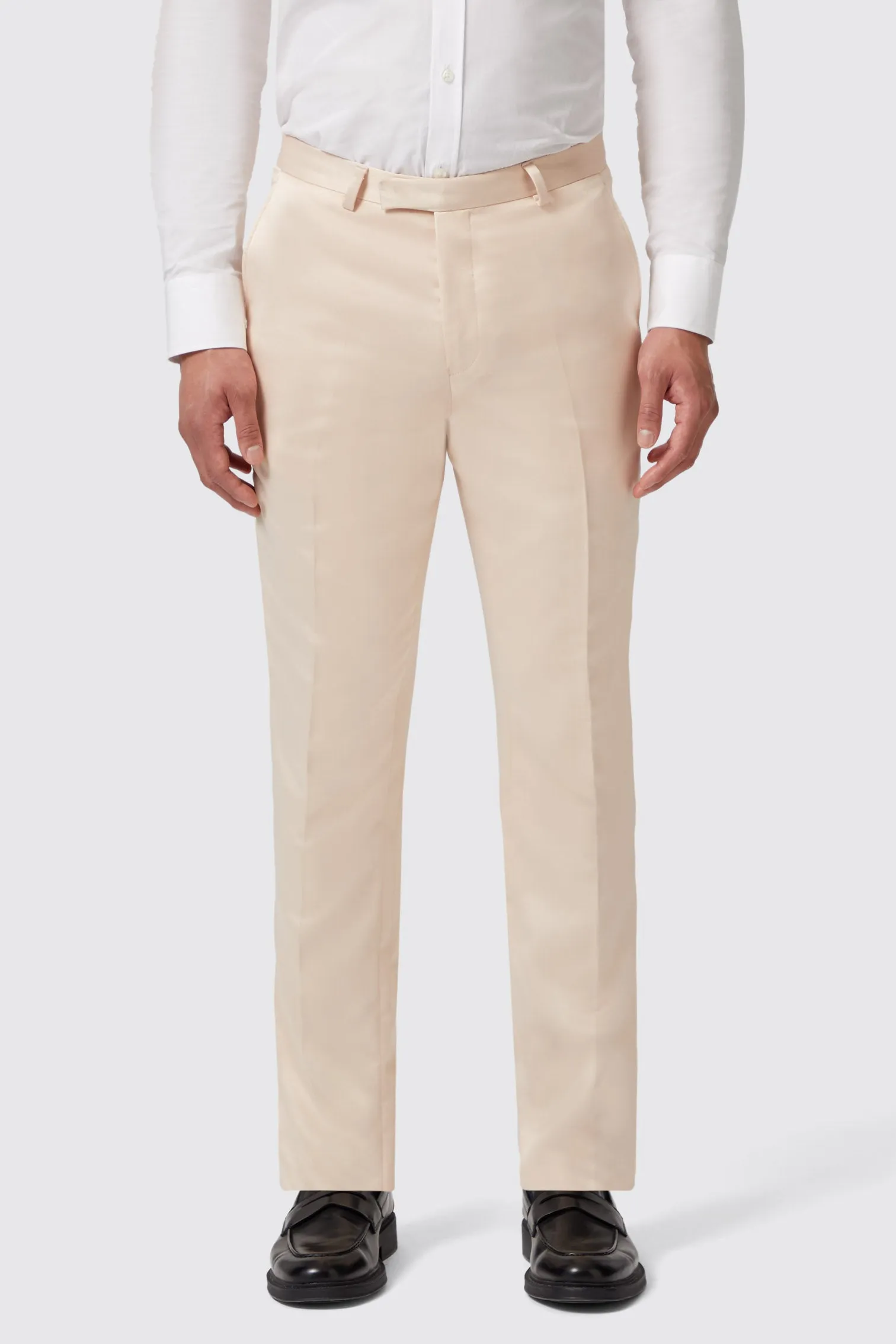 Lewis Skinny Fit Double Breasted Beige Sateen Suit
