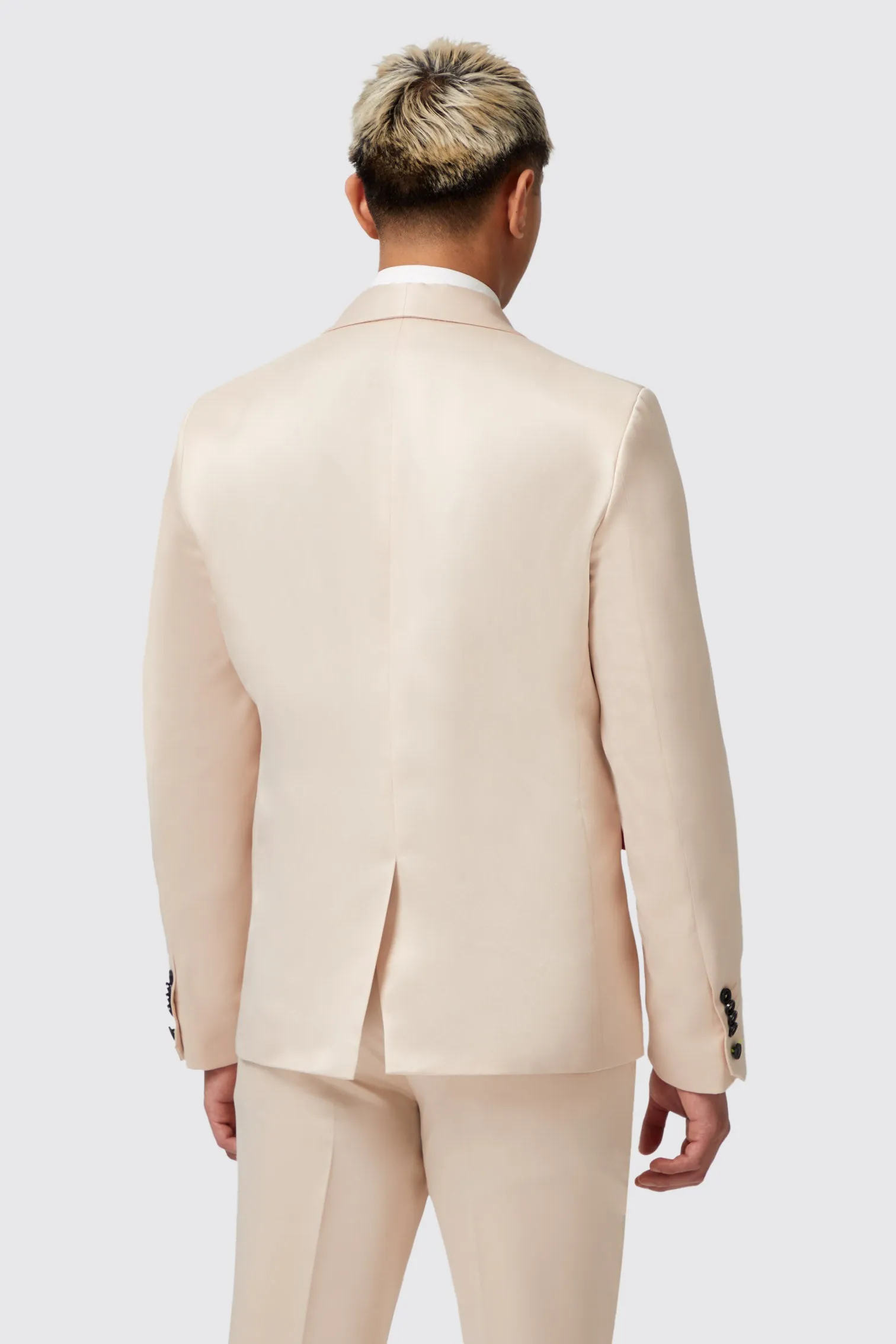 Lewis Skinny Fit Double Breasted Beige Sateen Suit