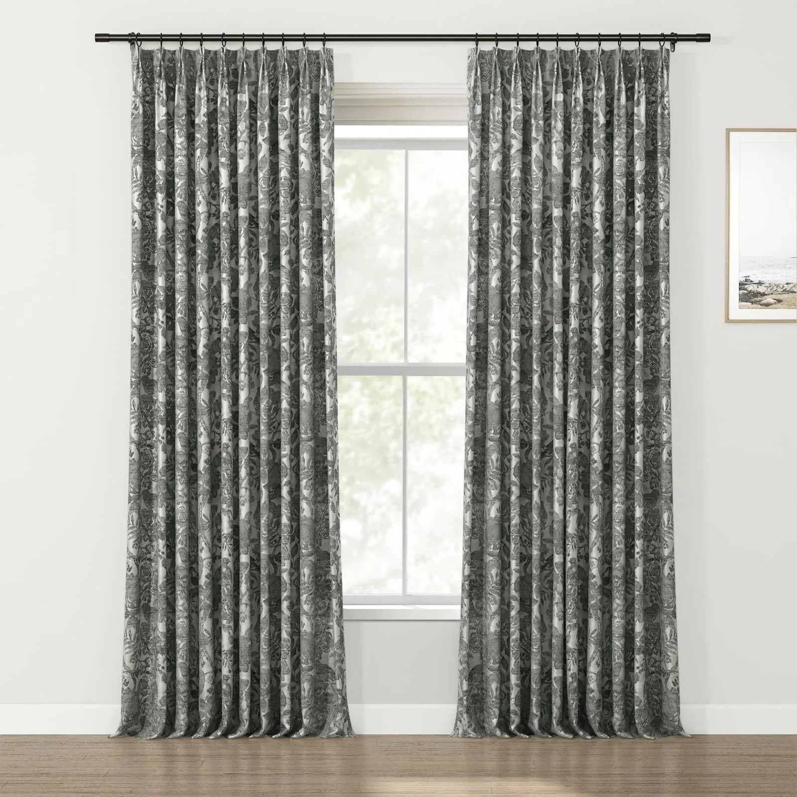 Lydia Garden Jacquard Curtain Pleated