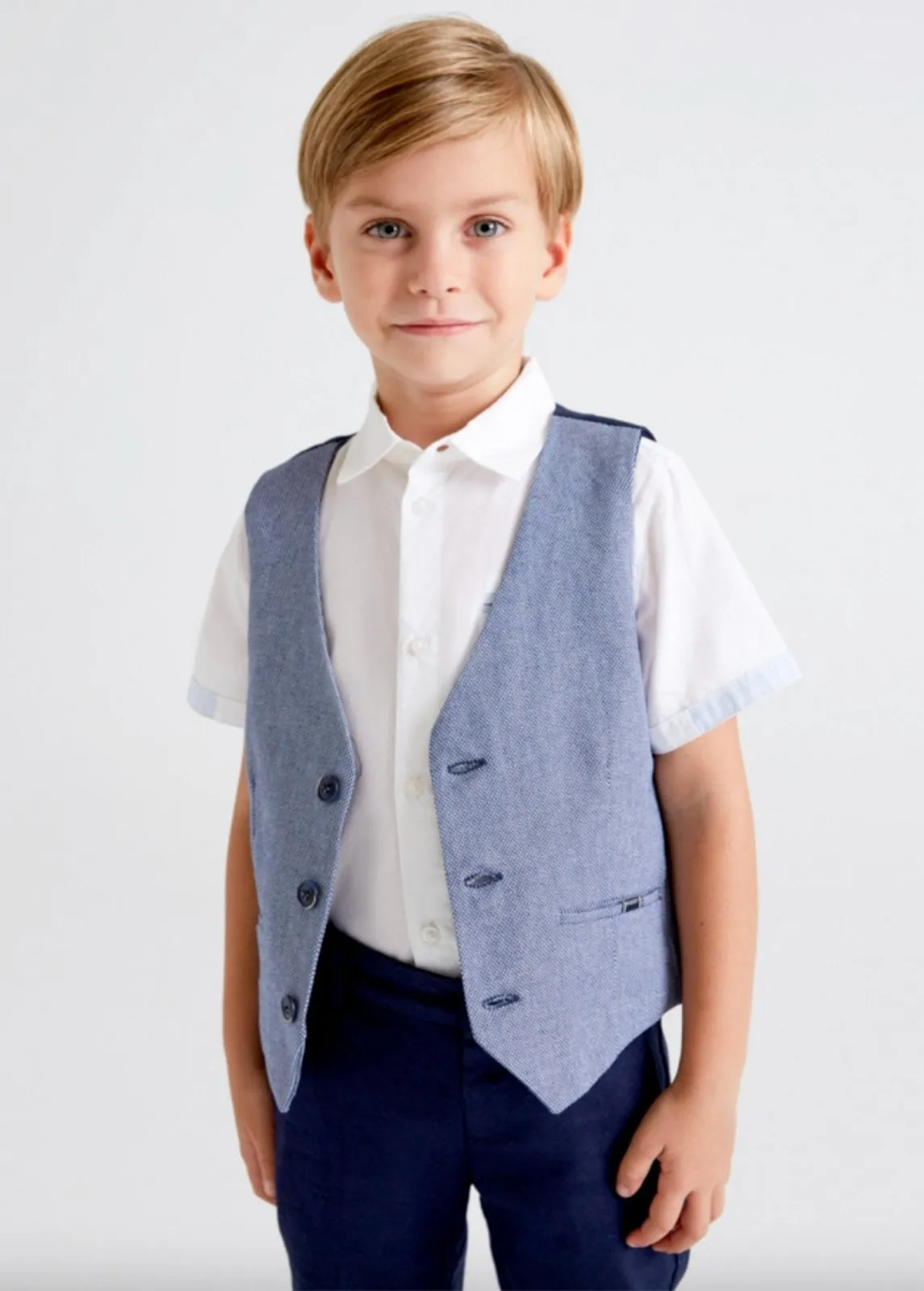 Mayoral Boys Blue Tailored Linen Vest AND Dress Shorts