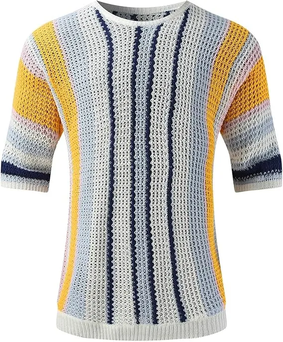 Men's Color Block Pullover Sweater Hipster Ribbed Knitted Long Sleeve Sweater Round Neck Top Fitted Comfort Shirt   S5015779