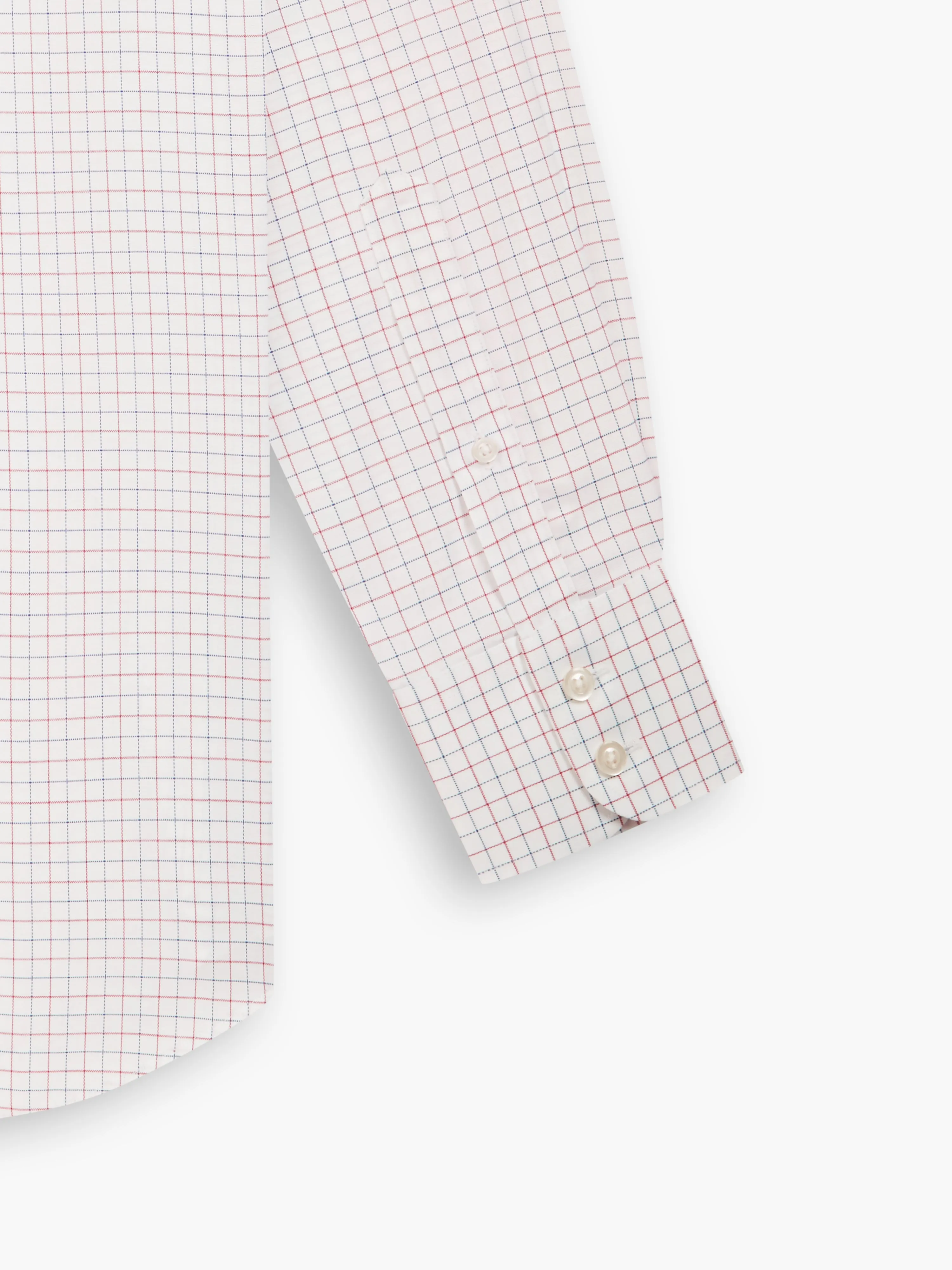 Non-Iron Navy & Red Double Check Oxford Slim Fit Single Cuff Classic Collar Shirt