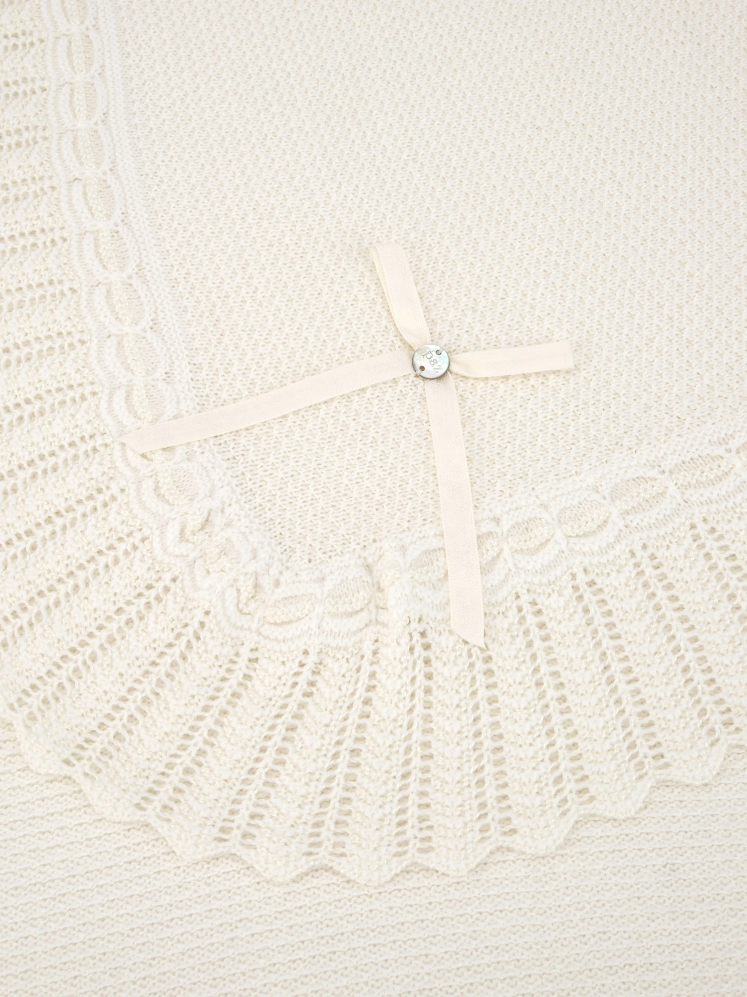 Paz Rodriguez Baby Wool Knit Shawl in Ivory