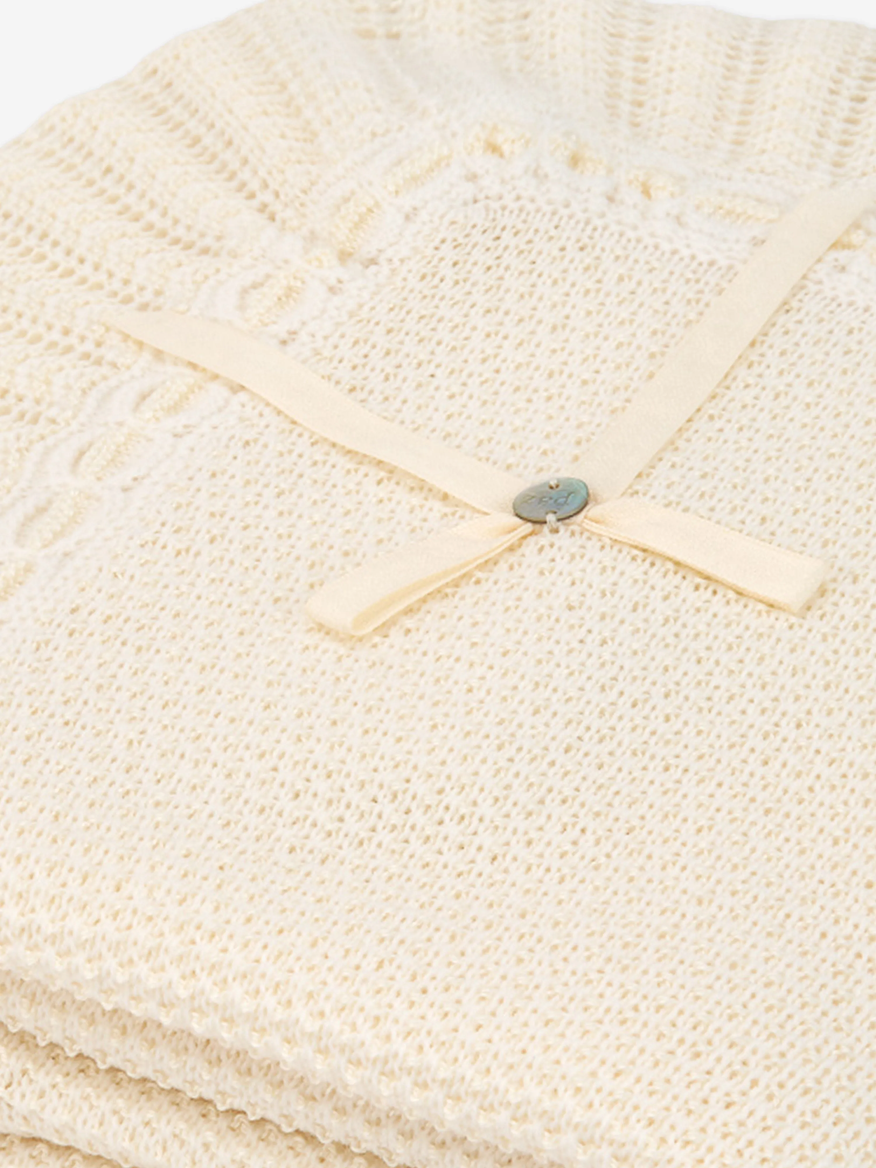 Paz Rodriguez Baby Wool Knit Shawl in Ivory