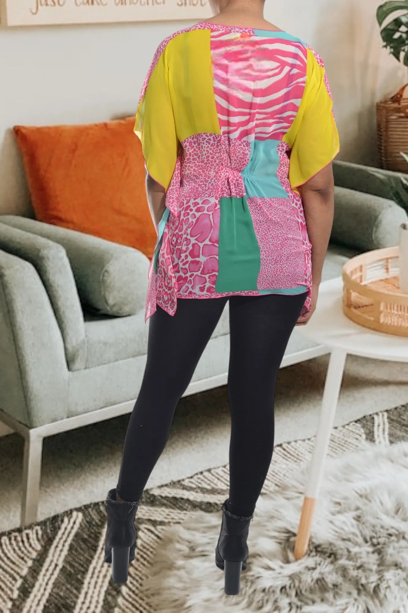 Pink Multi Color Poncho