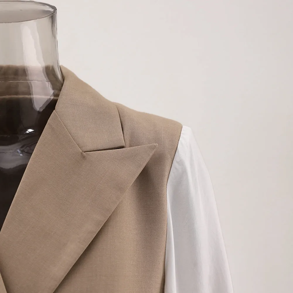 Pre Order:  Color Block Lapel Vest Blazer