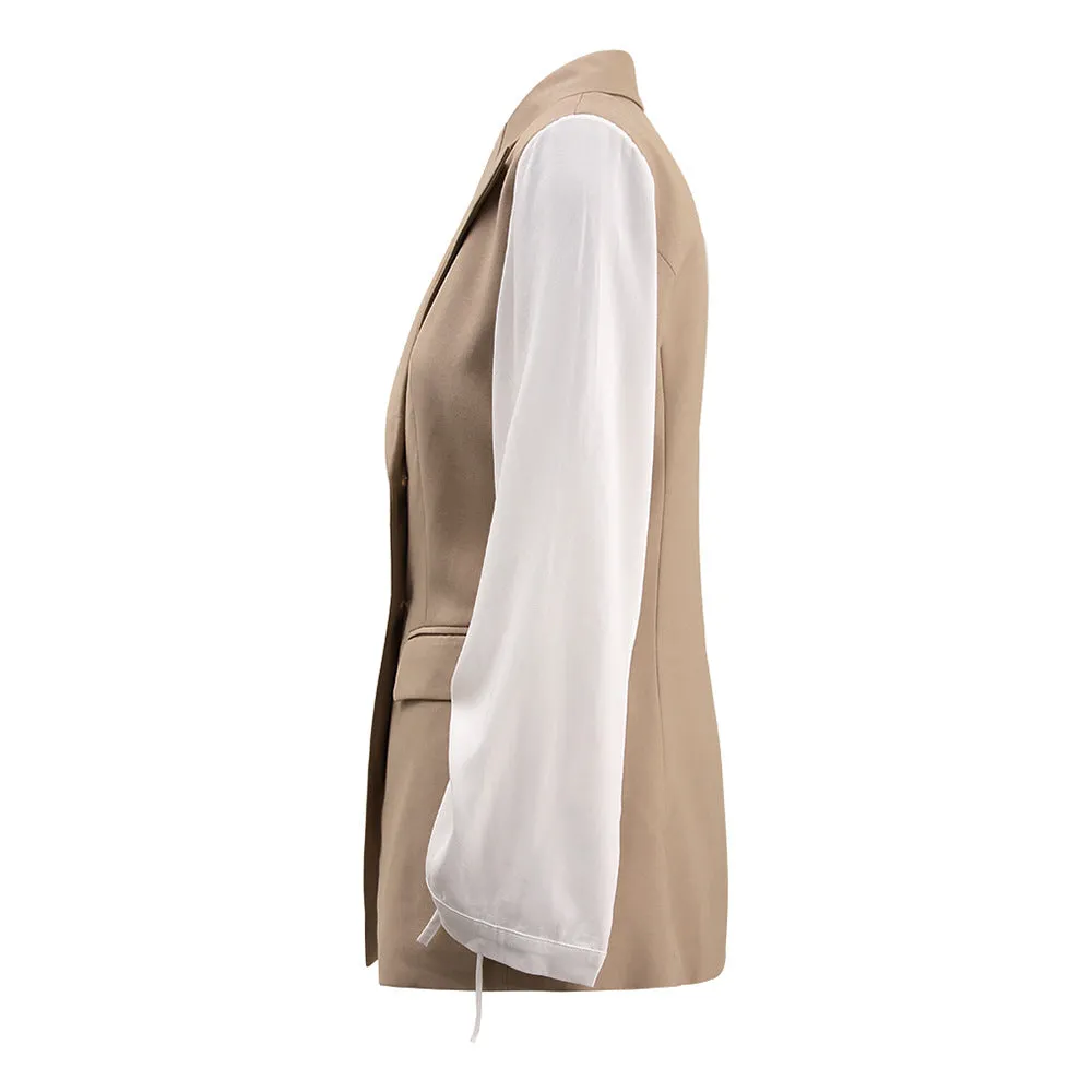 Pre Order:  Color Block Lapel Vest Blazer