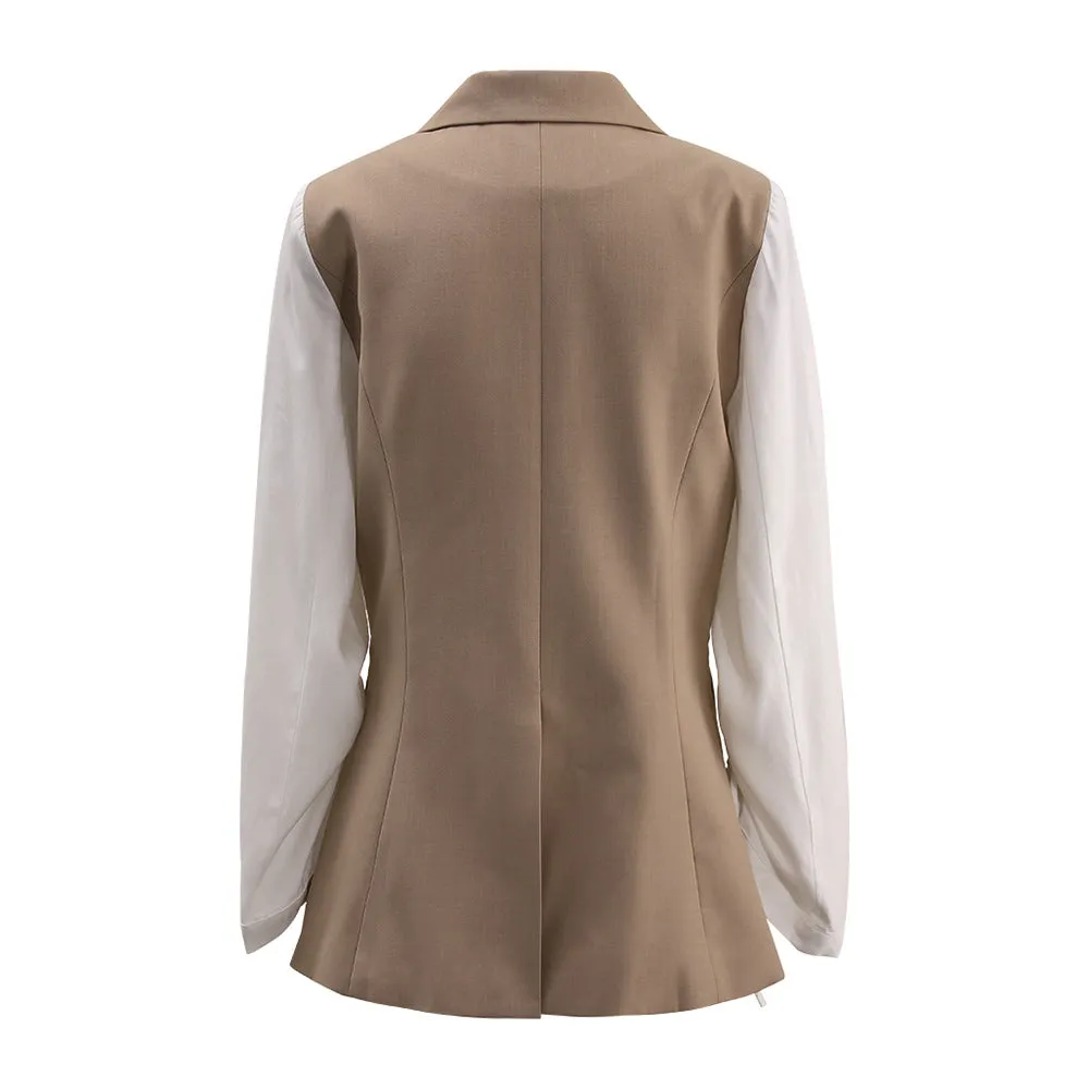 Pre Order:  Color Block Lapel Vest Blazer