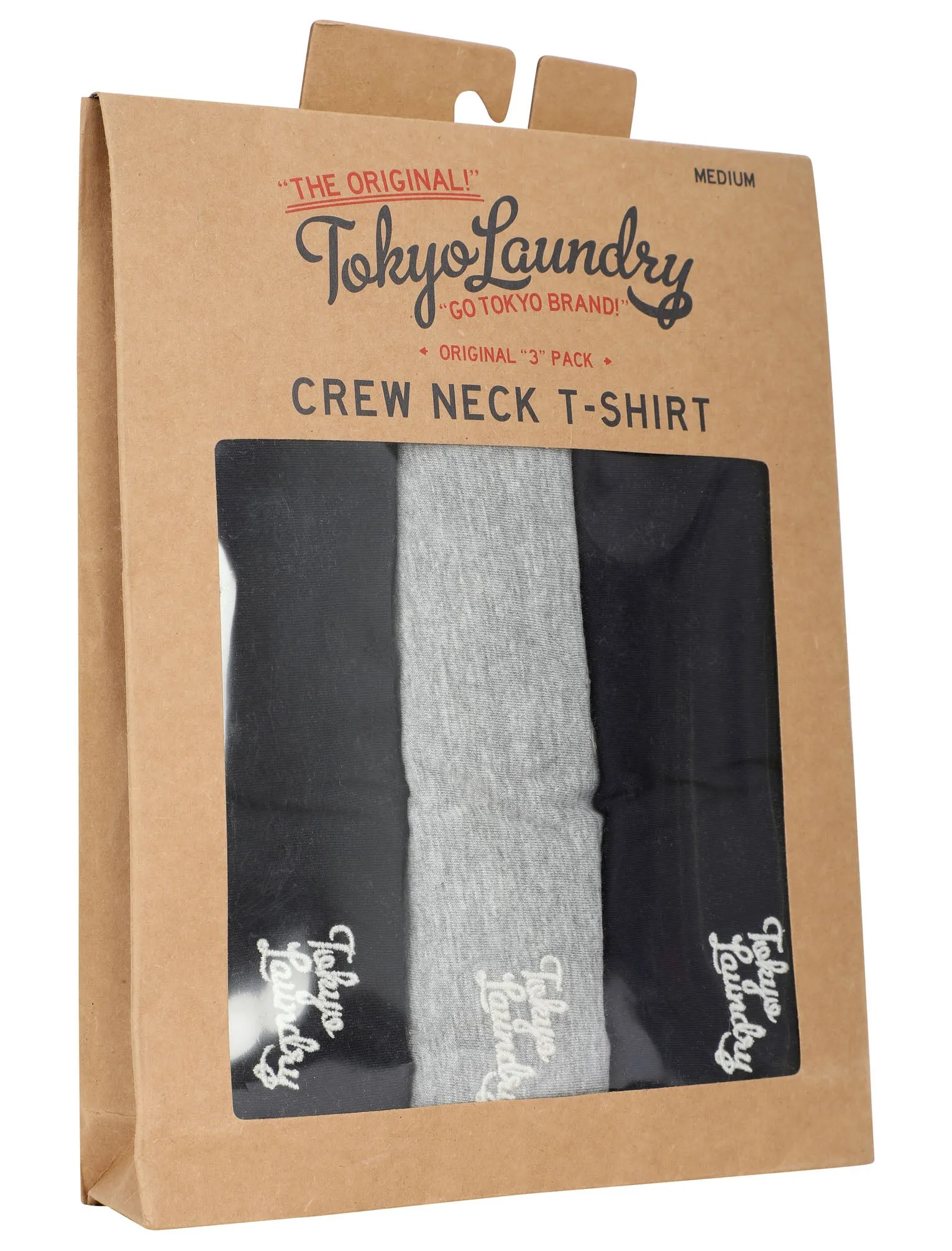 Rexel (3 Pack) Crew Neck Combed Cotton T-Shirts In Black / Grey Marl / Navy  - Tokyo Laundry