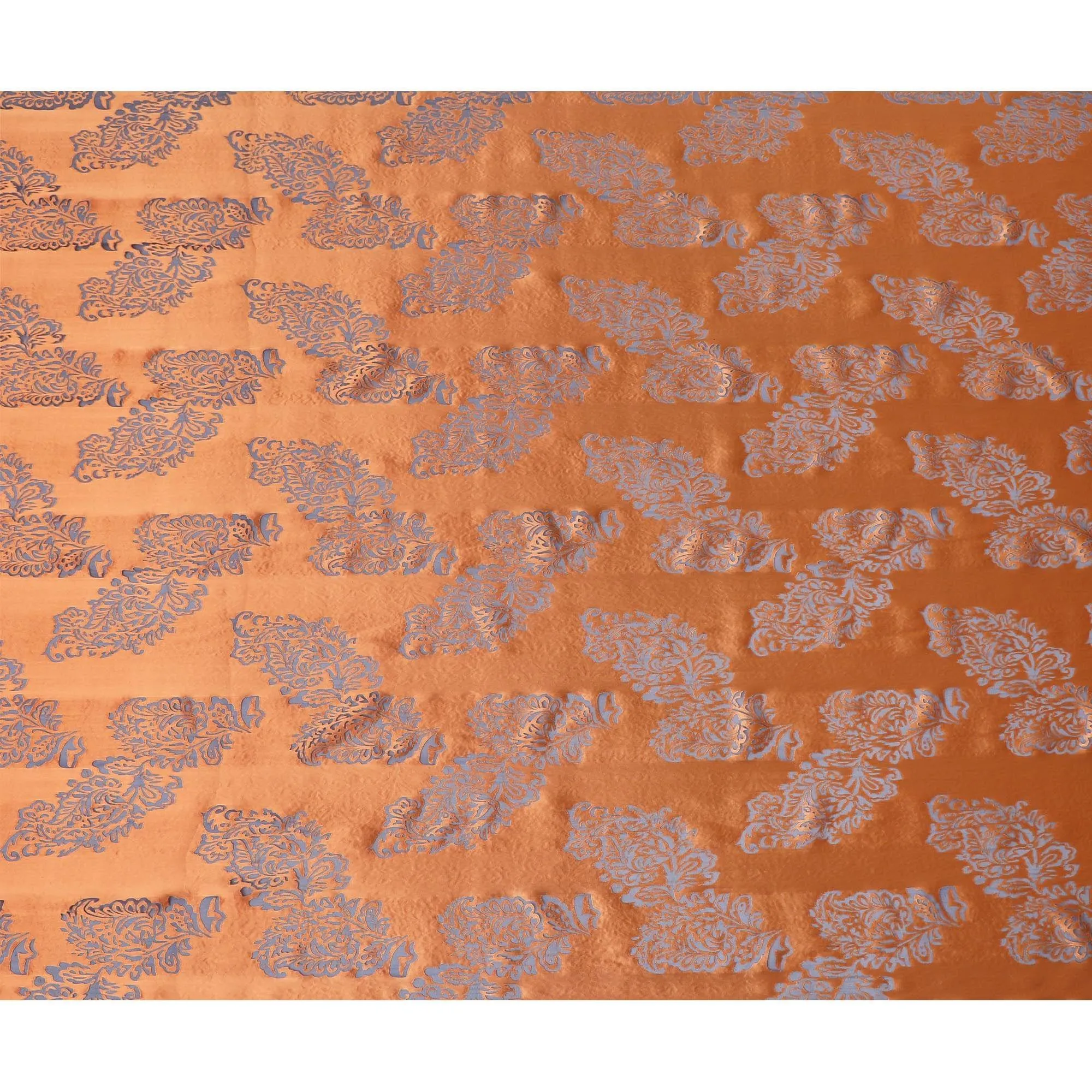 Rusty orange premium pure burnout silk chiffon fabric in floral design-D13113