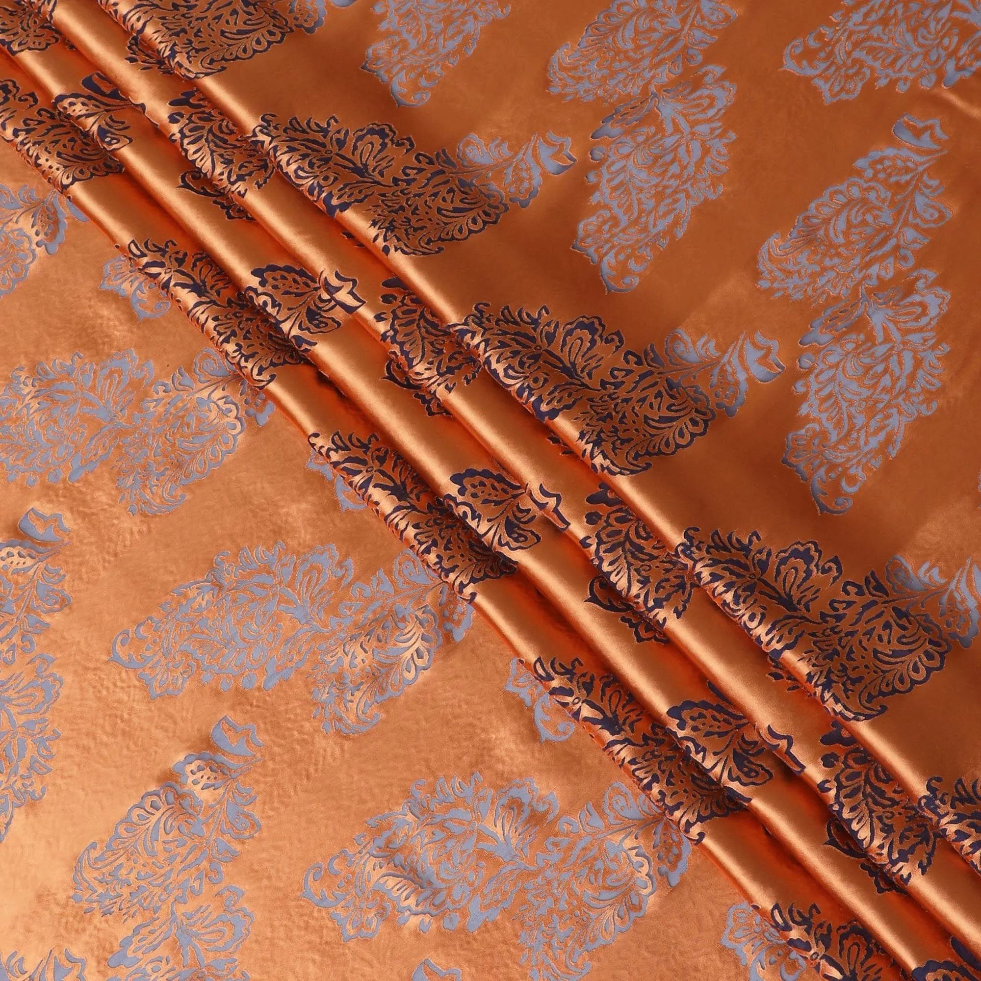 Rusty orange premium pure burnout silk chiffon fabric in floral design-D13113