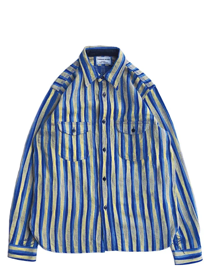 Samurai Jeans Yellow Drunk Stripe Flannel Shirt
