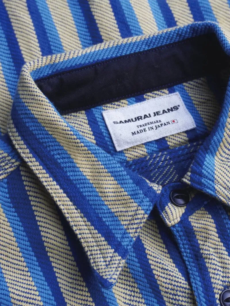 Samurai Jeans Yellow Drunk Stripe Flannel Shirt