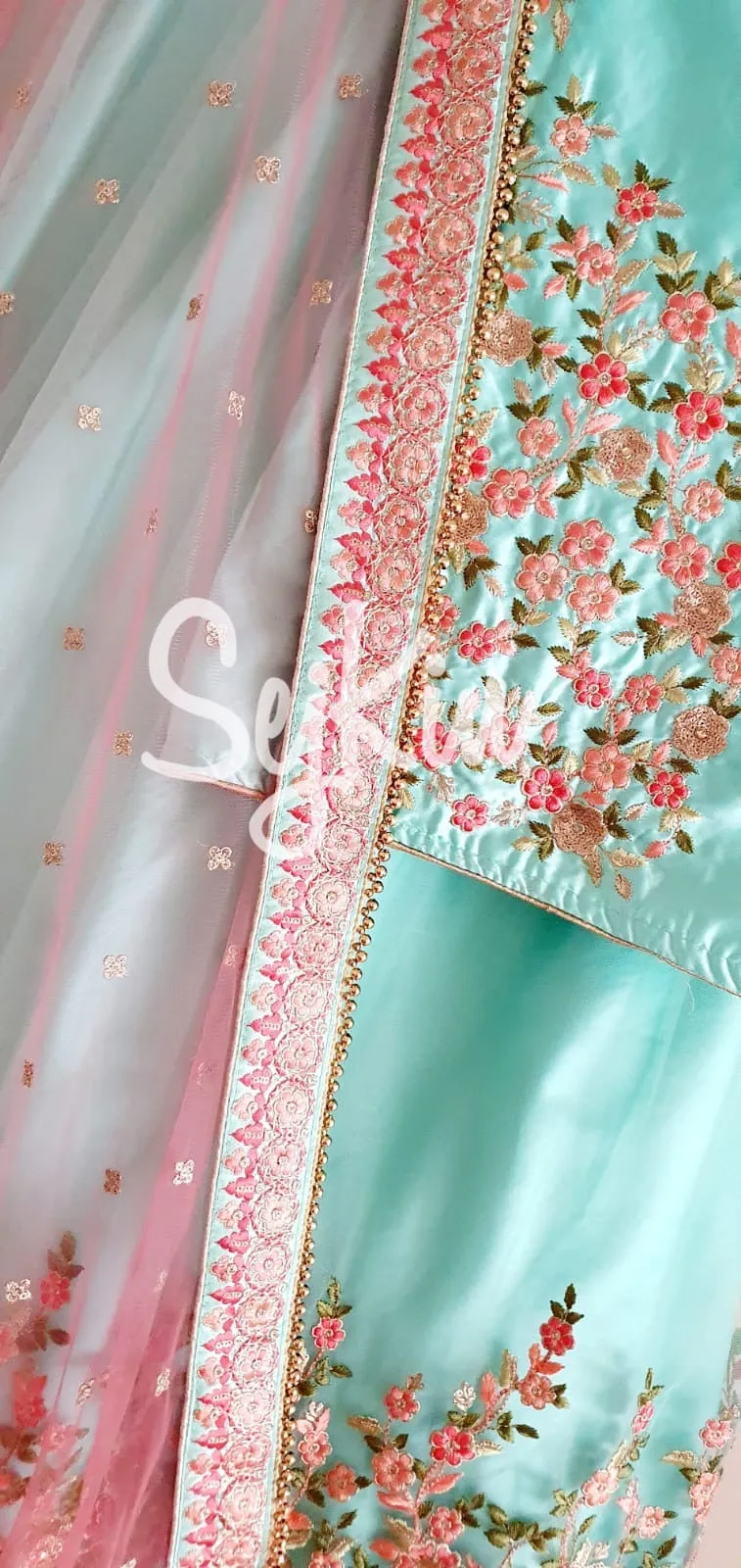 Sea green lehenga