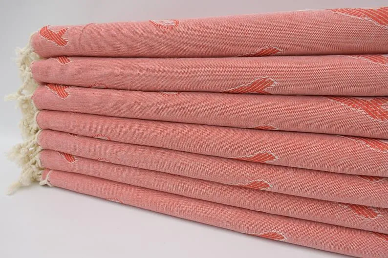 Sea Turtles and Dolphins Red 100% Cotton Towel