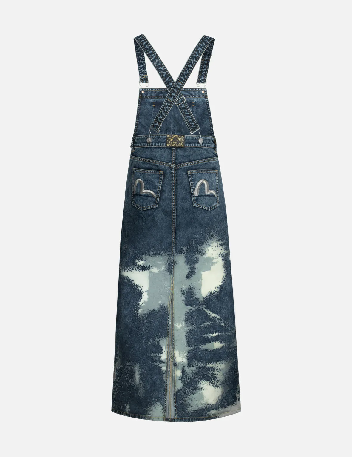 Seagull Embroidery Fashion Fit Burn-Out Denim Skirt