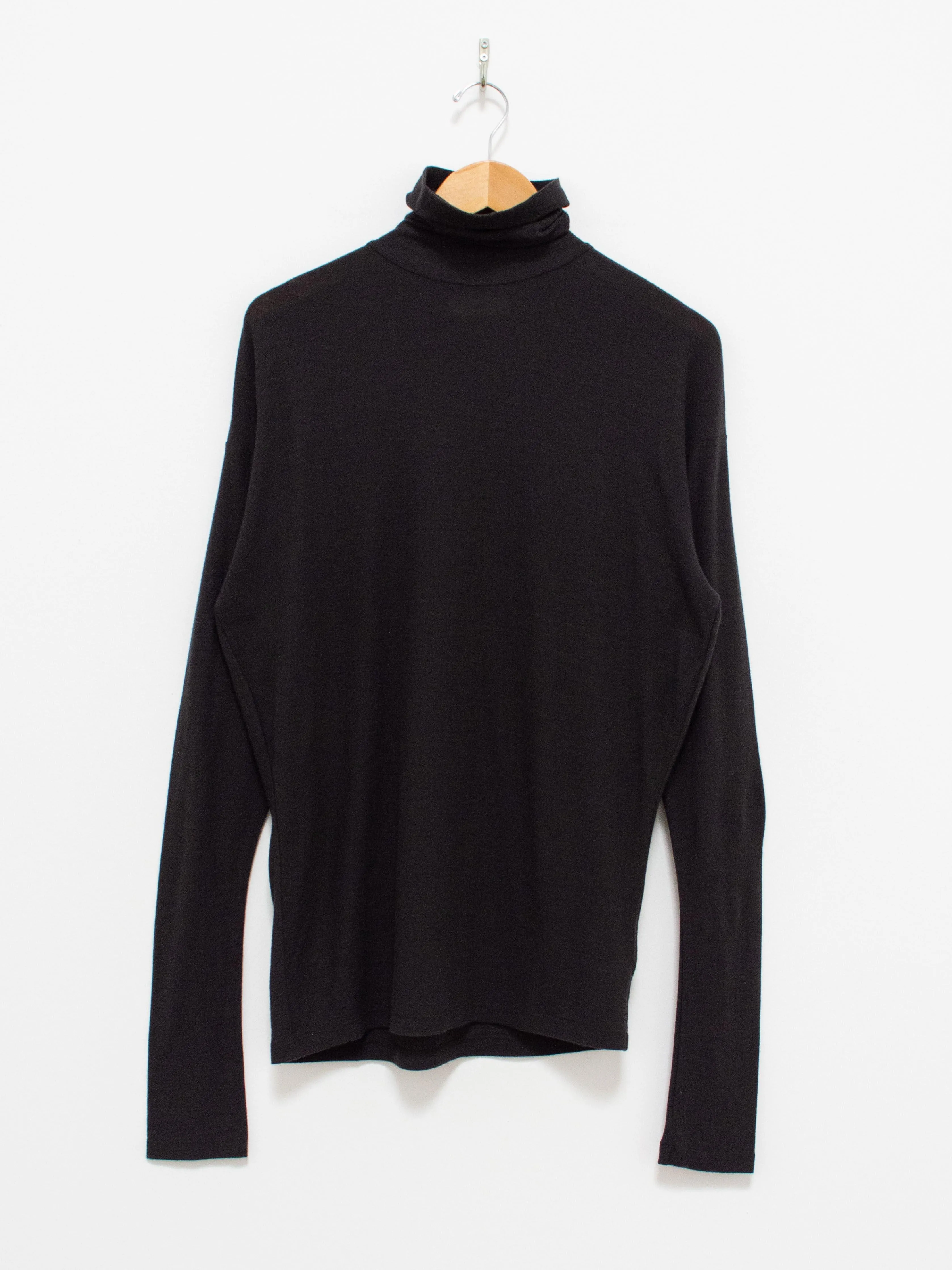 Superfine Merino Crepe Jersey Turtleneck Tee - Charcoal