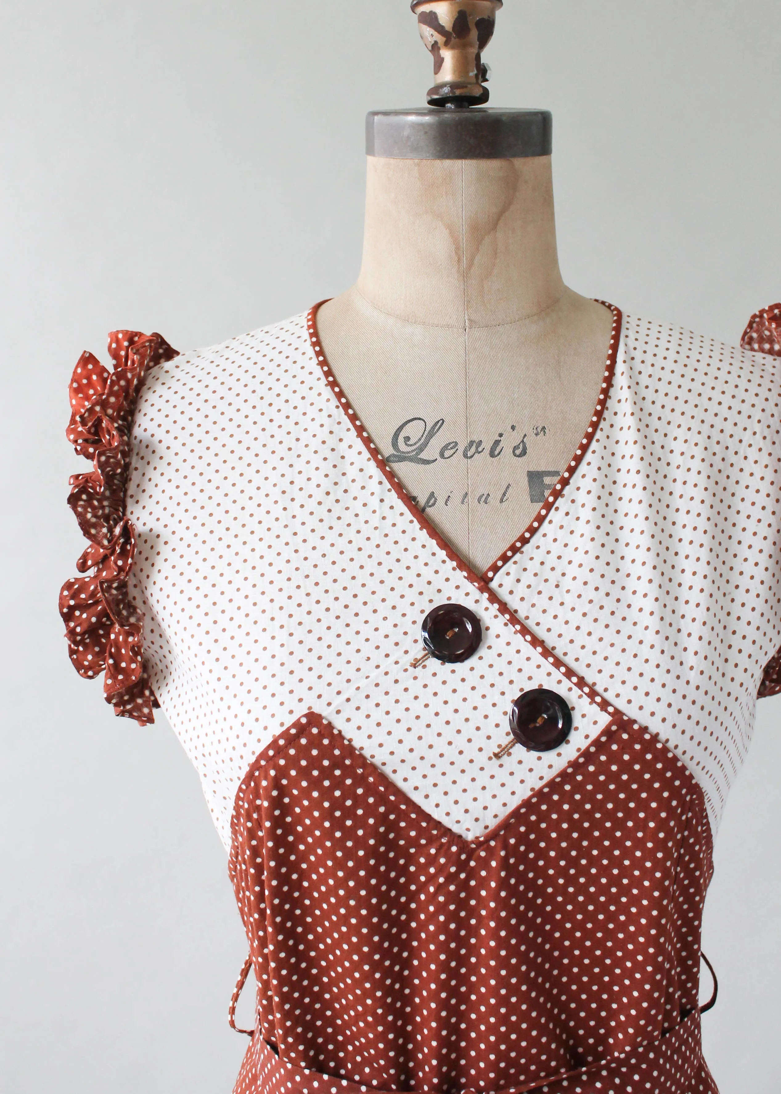 Vintage 1930s Polka Dot Cotton Day Dress
