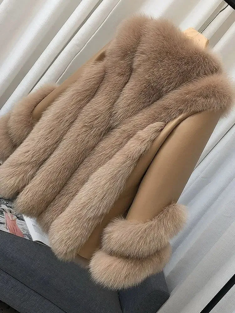 Women's Fox Fur Leather Coat