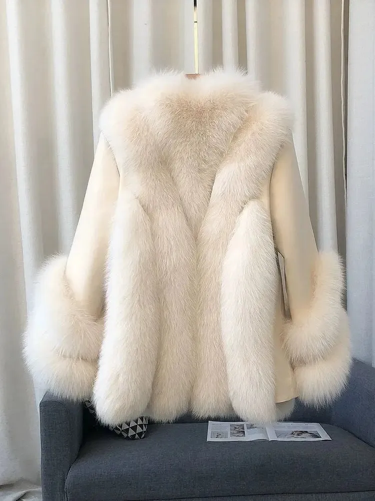 Women's Fox Fur Leather Coat