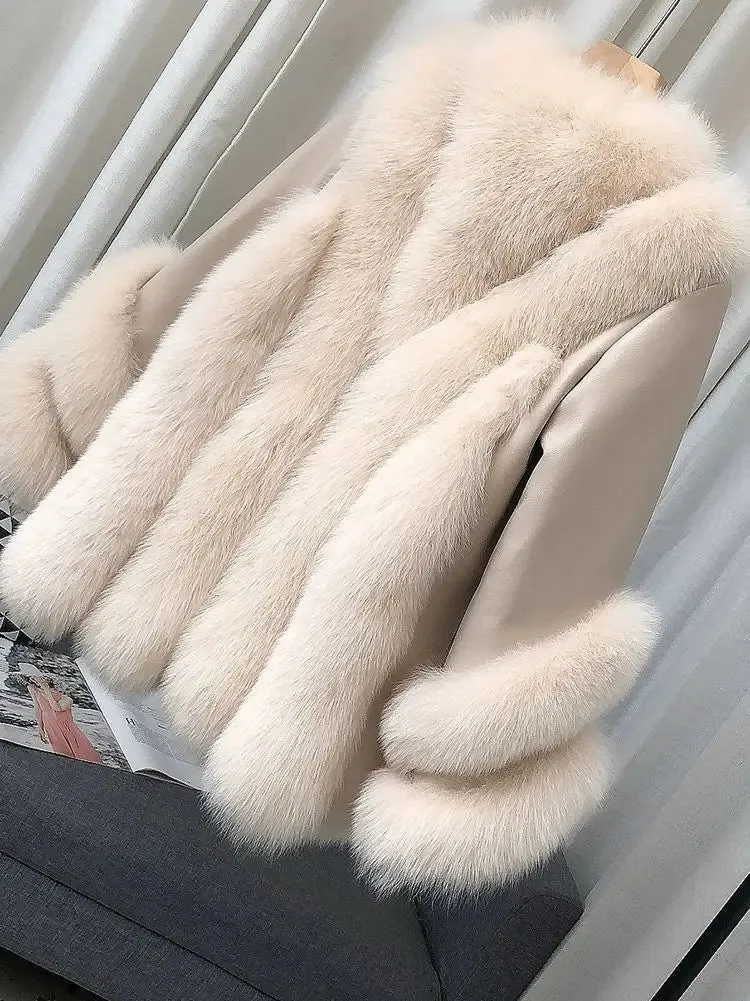 Women's Fox Fur Leather Coat