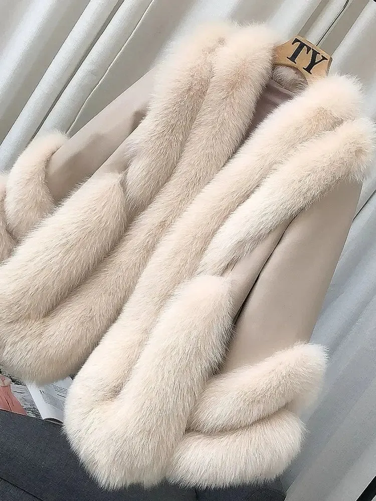 Women's Fox Fur Leather Coat