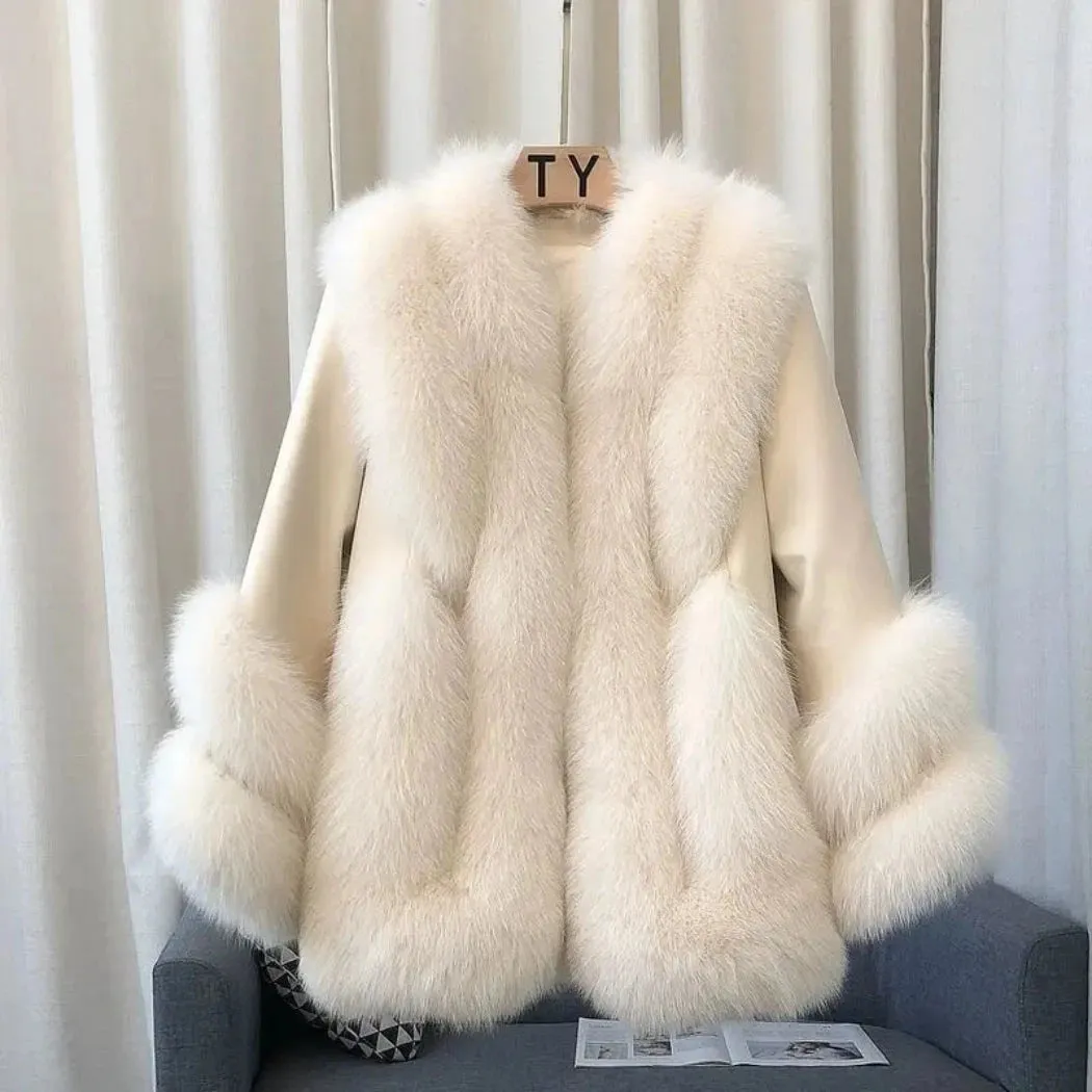 Women's Fox Fur Leather Coat