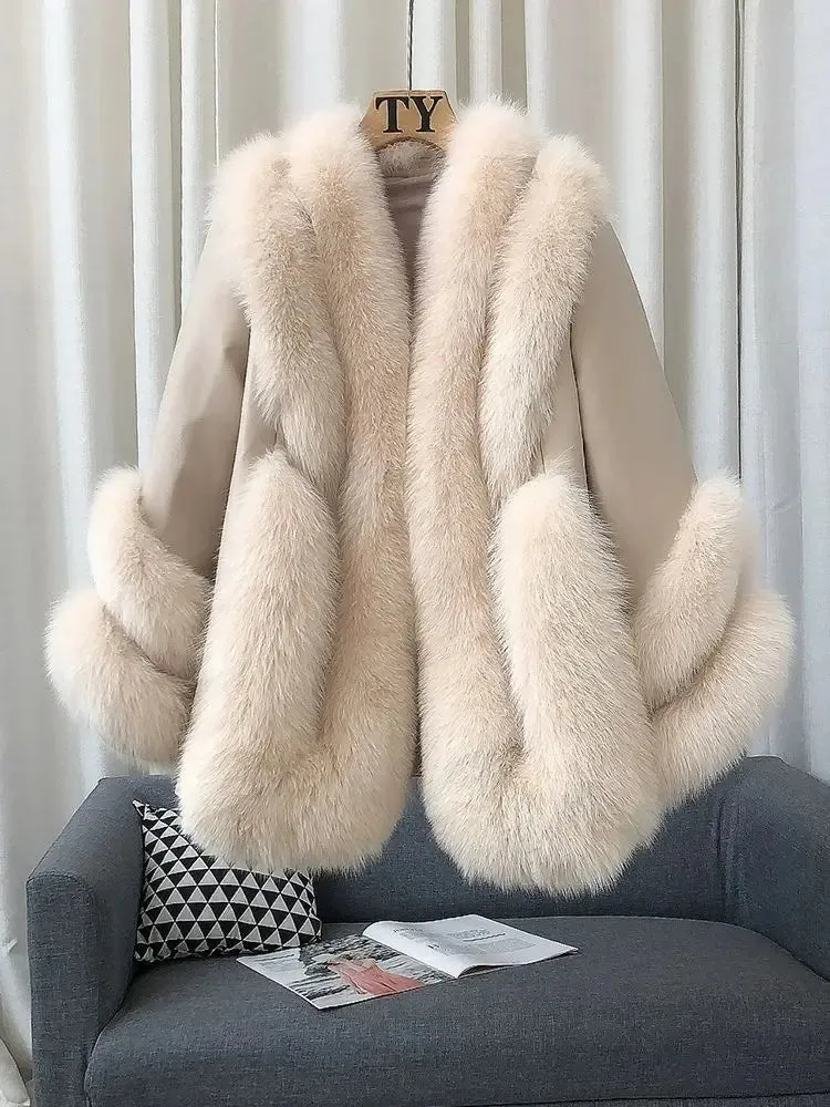 Women's Fox Fur Leather Coat
