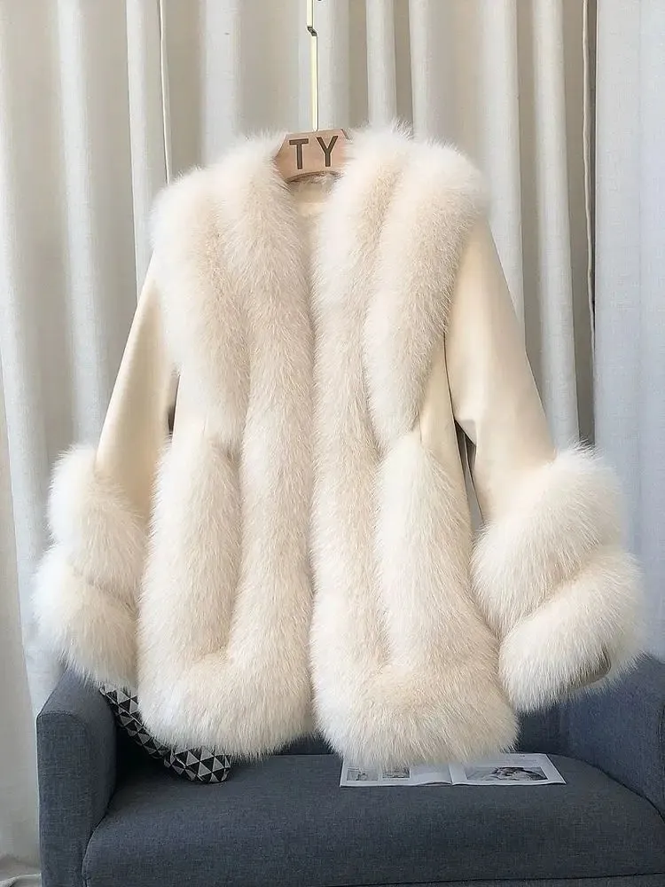 Women's Fox Fur Leather Coat