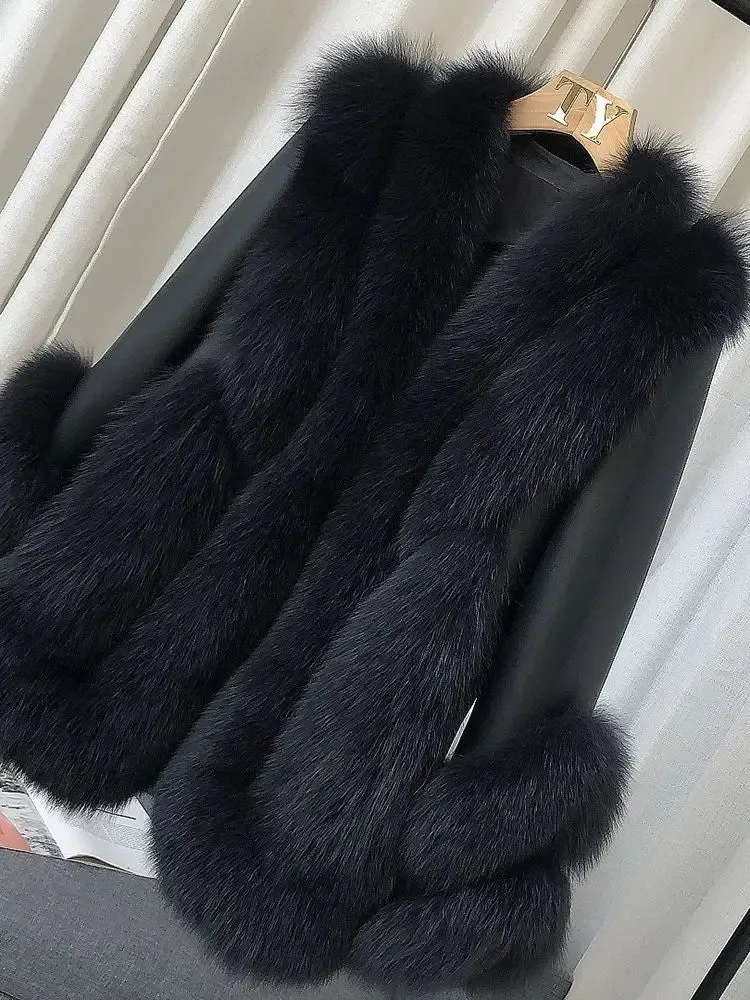 Women's Fox Fur Leather Coat