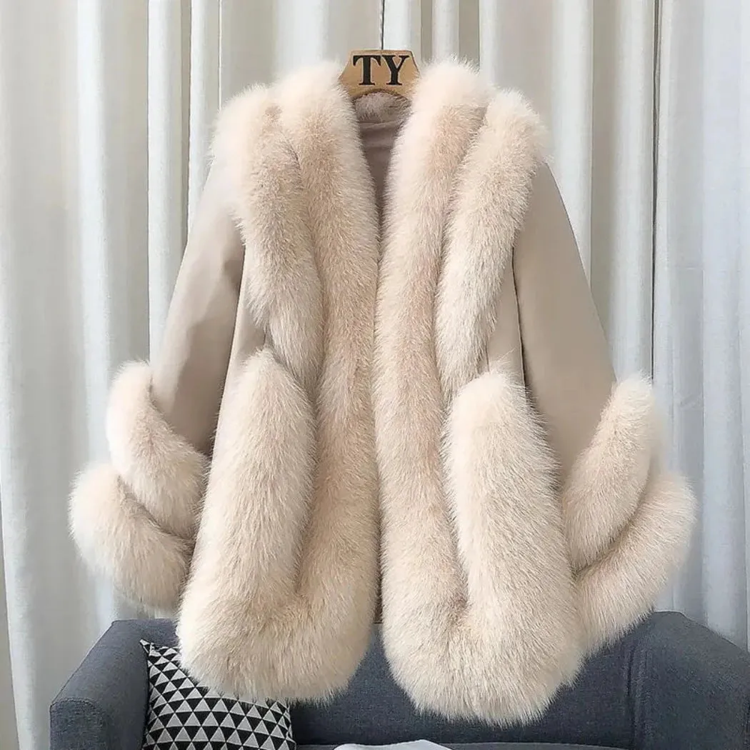 Women's Fox Fur Leather Coat