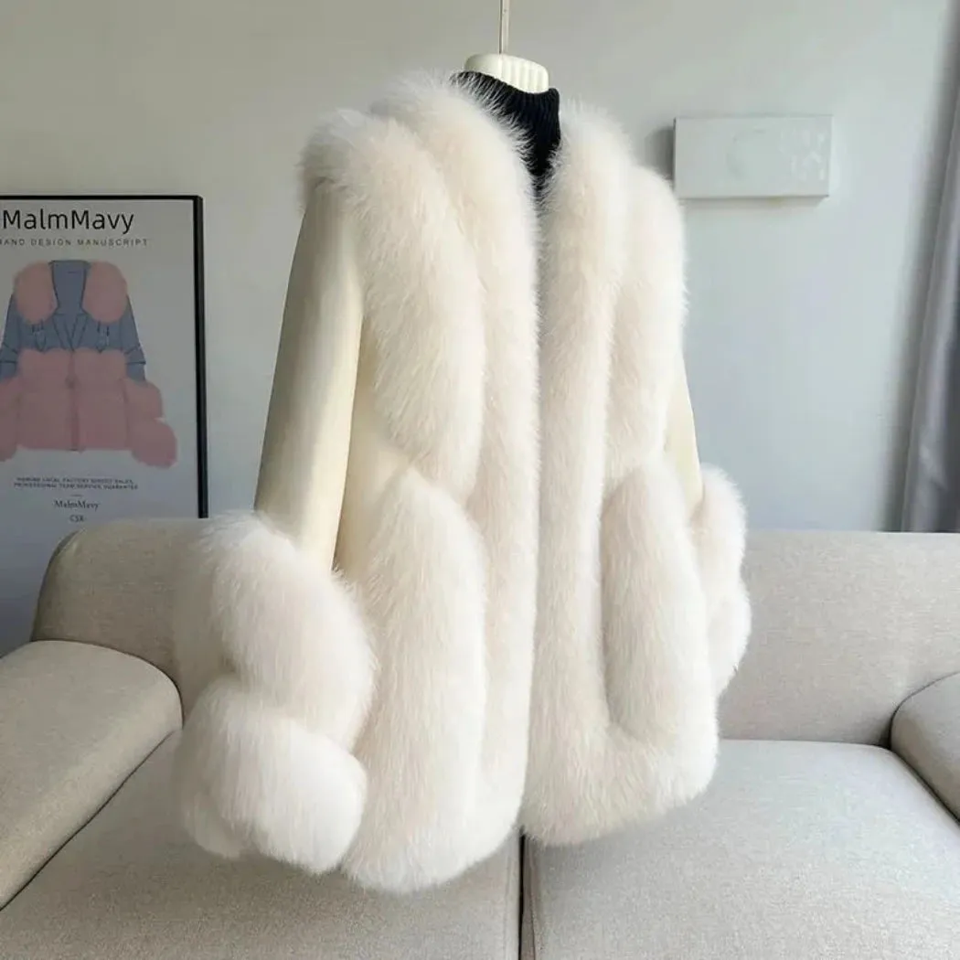 Women's Fox Fur Leather Coat