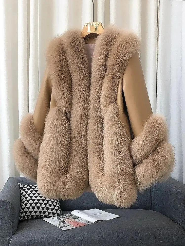 Women's Fox Fur Leather Coat