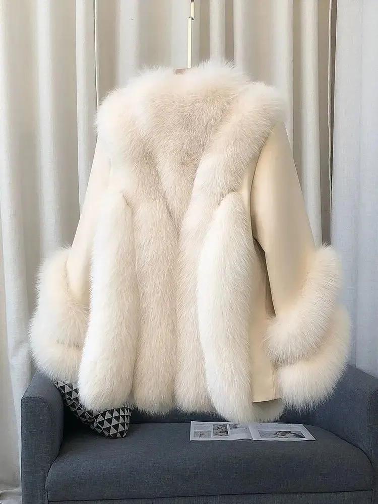 Women's Fox Fur Leather Coat
