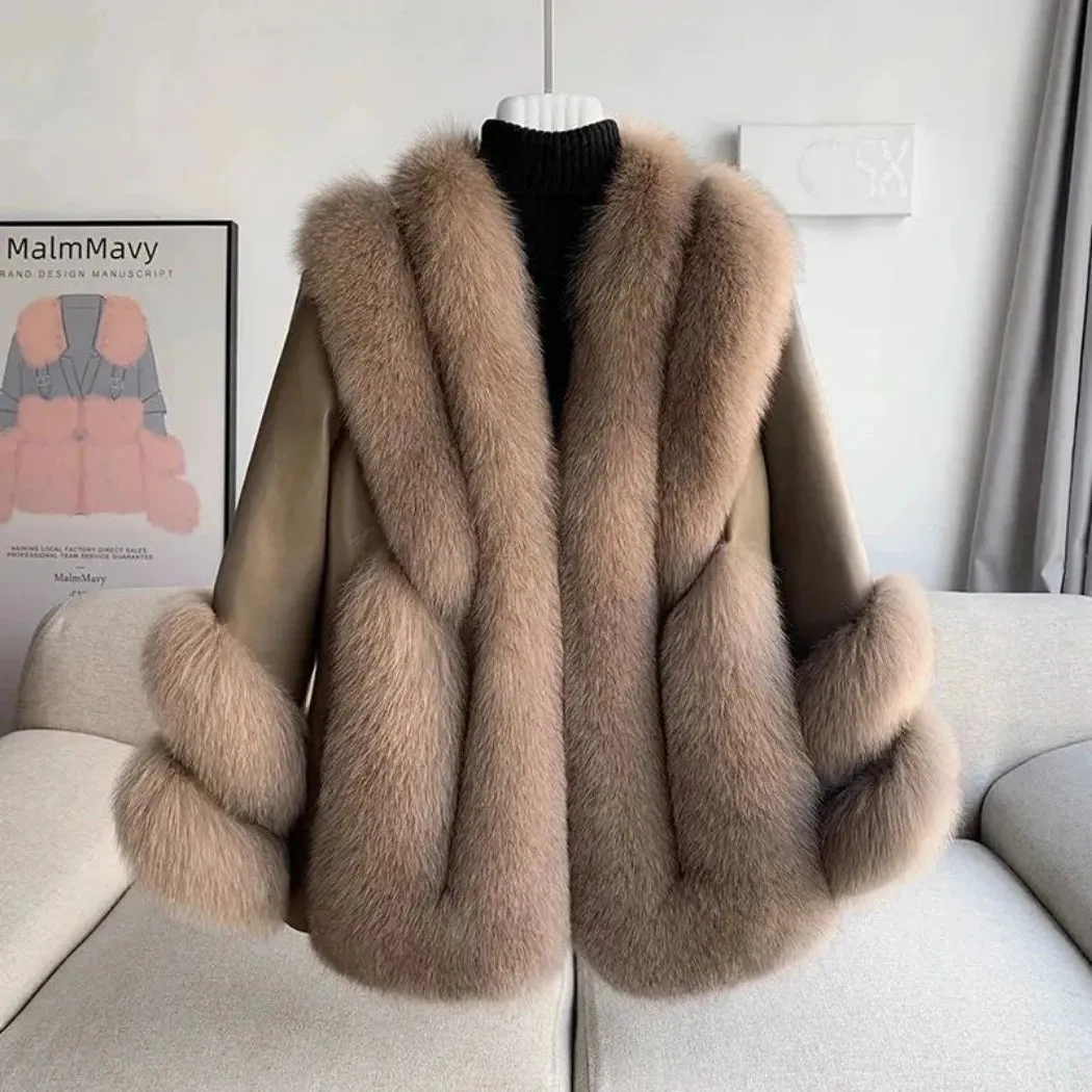 Women's Fox Fur Leather Coat