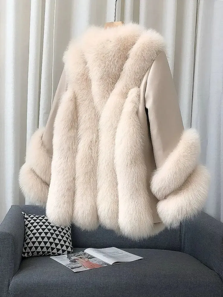 Women's Fox Fur Leather Coat